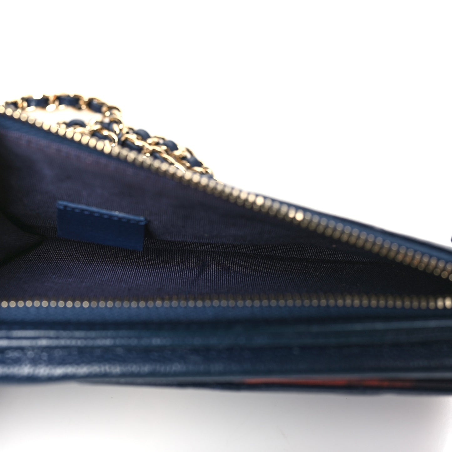 Caviar Quilted Zip Phone Case Navy