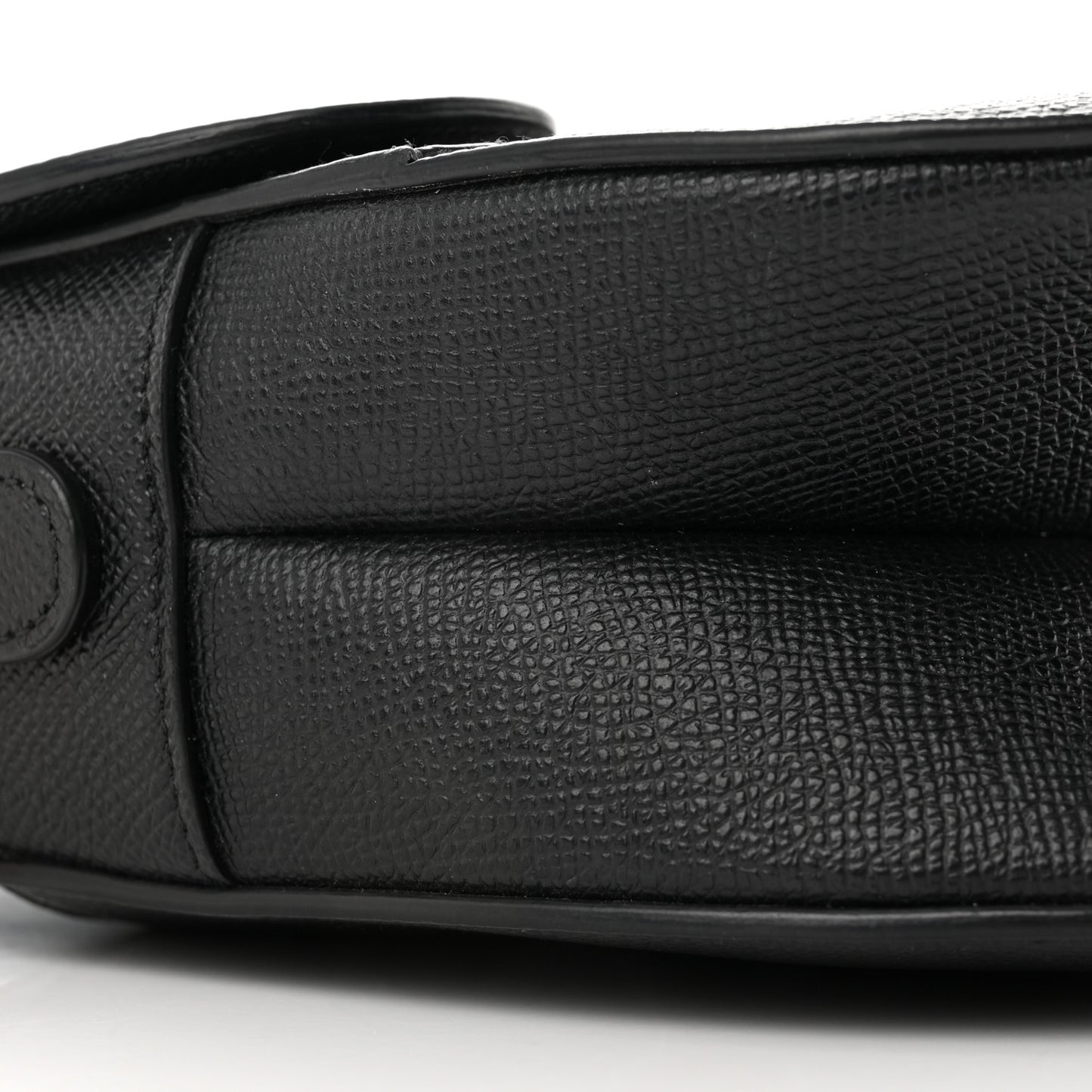 Grained Calfskin Saddle Bag With Strap Black