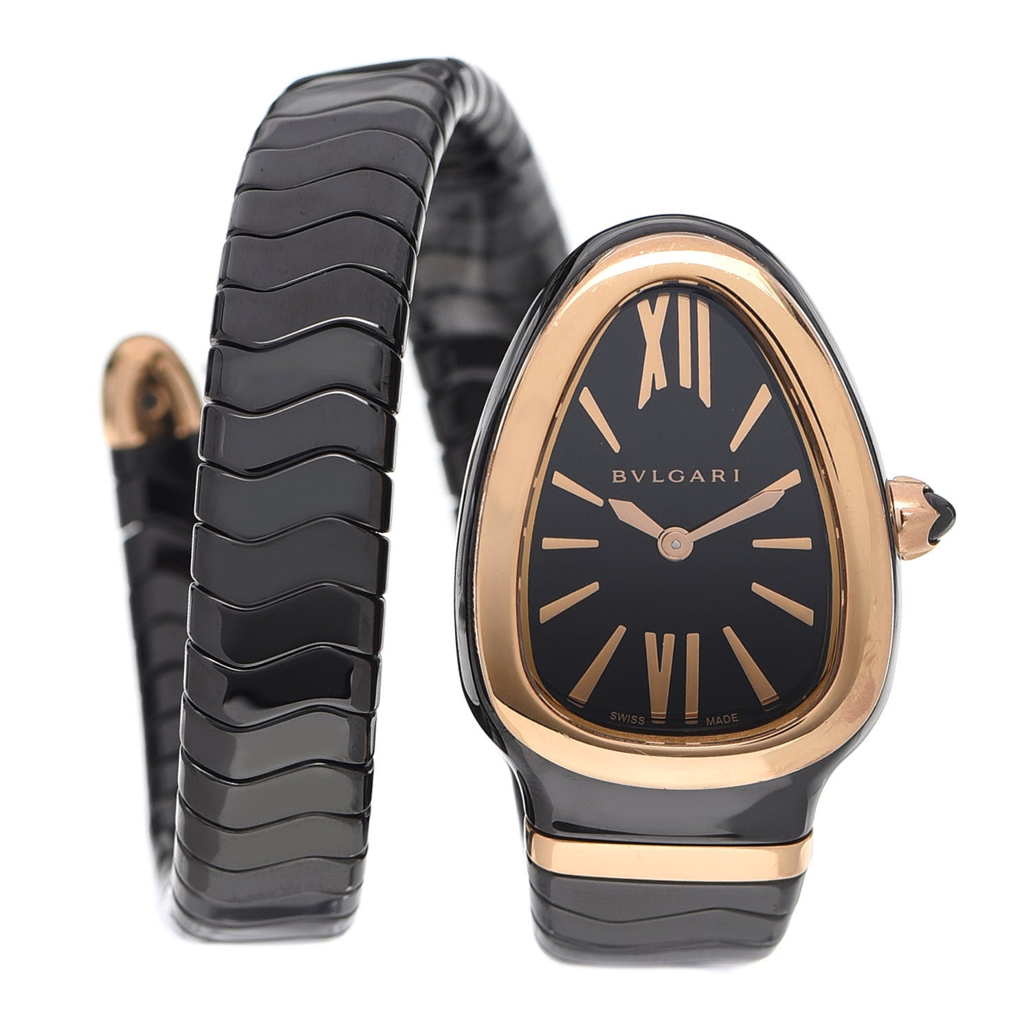 【未使用品】BVLGARI ブラック ケース　黒　蛇 Bulgari 18K Rose Gold Ceramic 35mm Serpenti Tubogas Quartz Watch