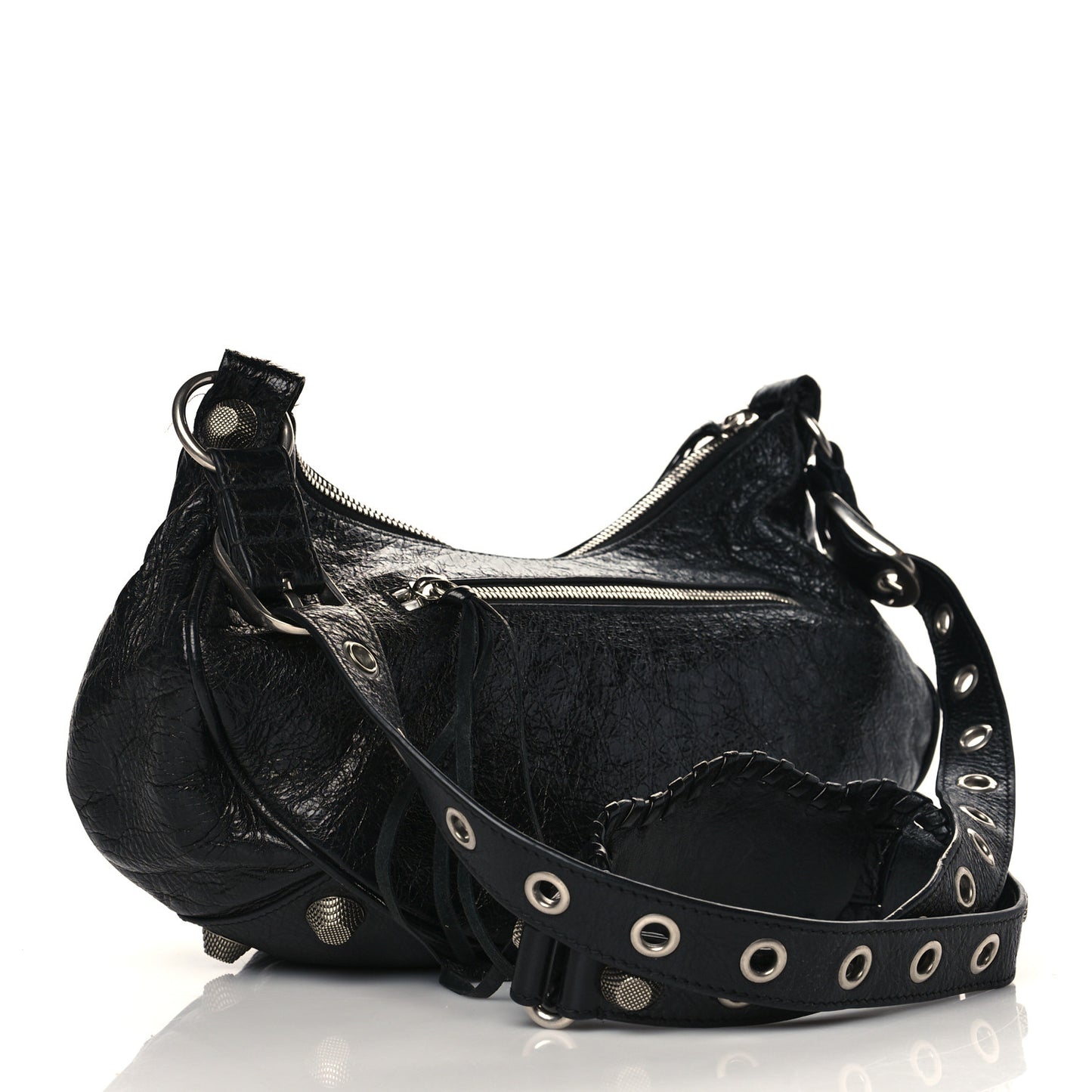 Agneau Arena Small Le Cagole Shoulder Bag Black