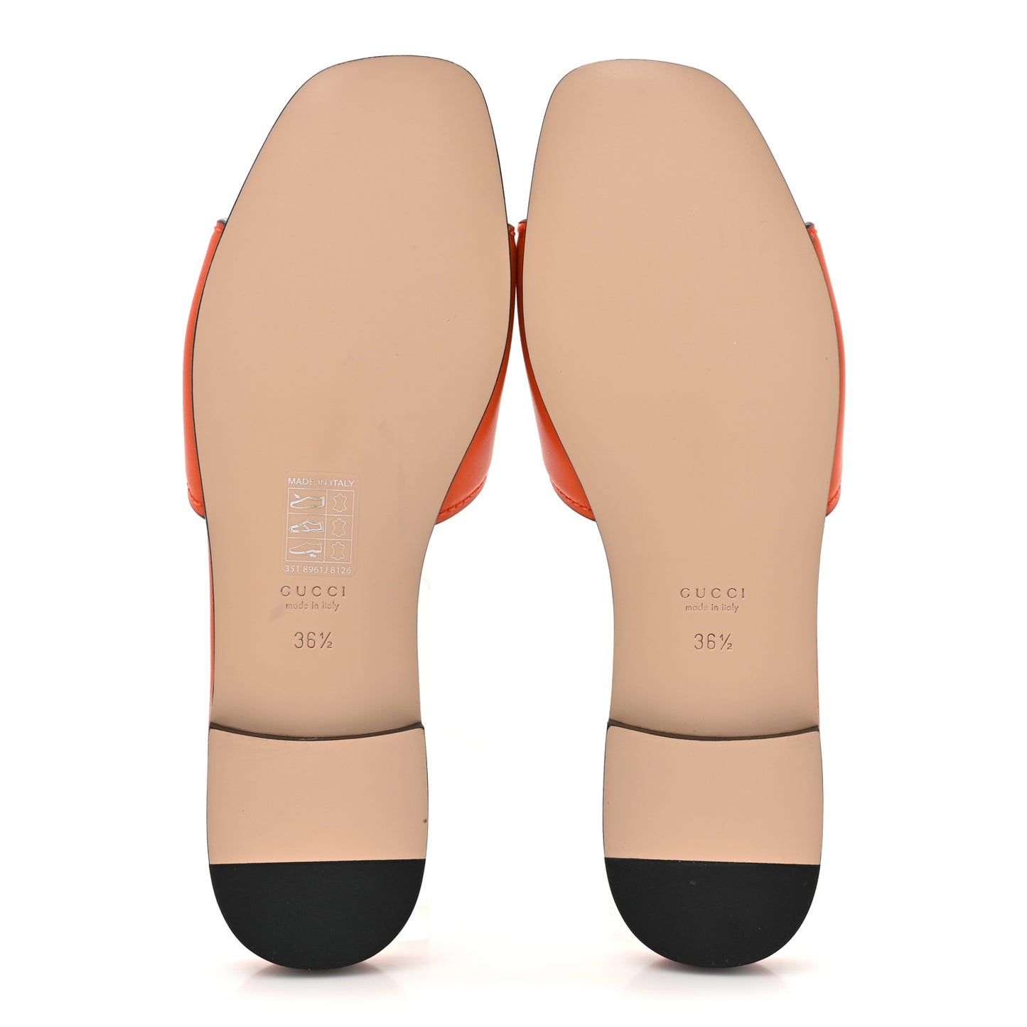 Cosmos Softy Calfskin Interlocking G Cut Out Slide Sandals 36.5 Deep Orange