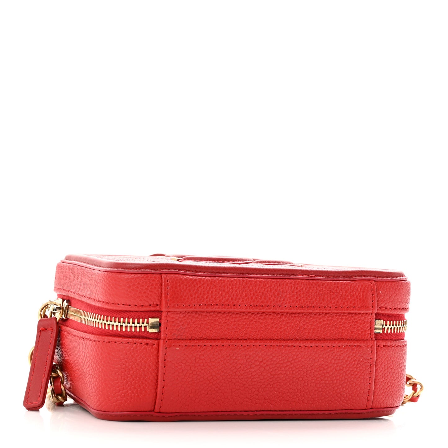 Caviar Quilted Small CC Filigree Vanity Case Red