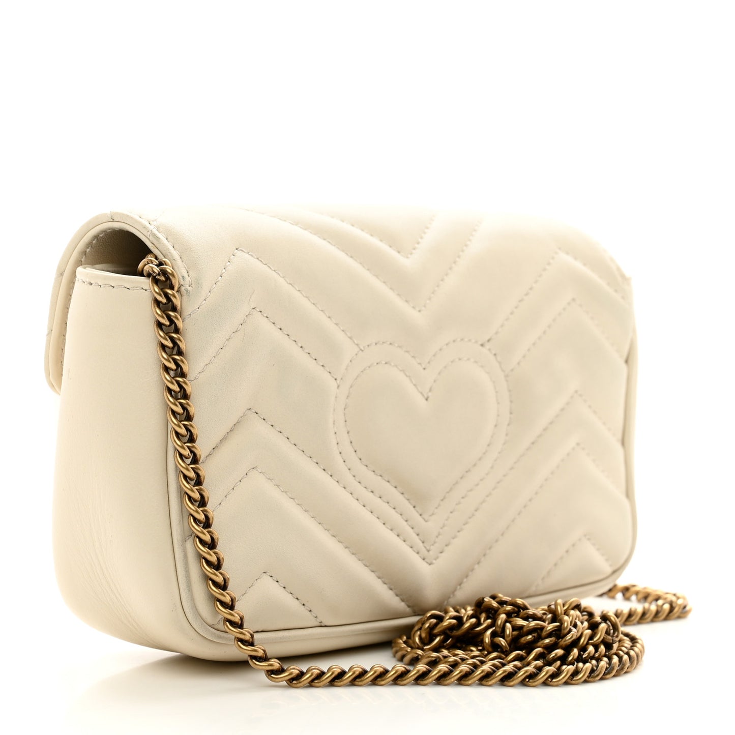 Calfskin Matelasse Super Mini GG Marmont Shoulder Bag White