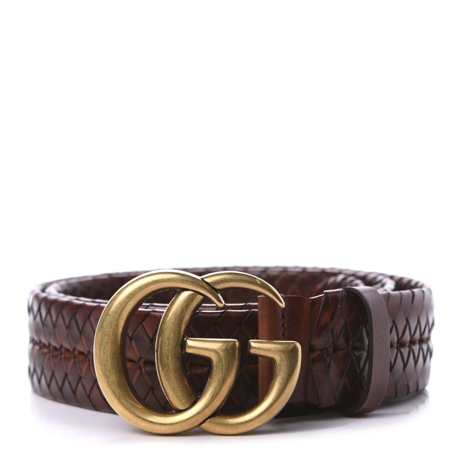 Gucci GGパターン ブラウンベルト Gucci Calfskin Braided Double G 40mm Belt 95 38 Cuoio Bruciato