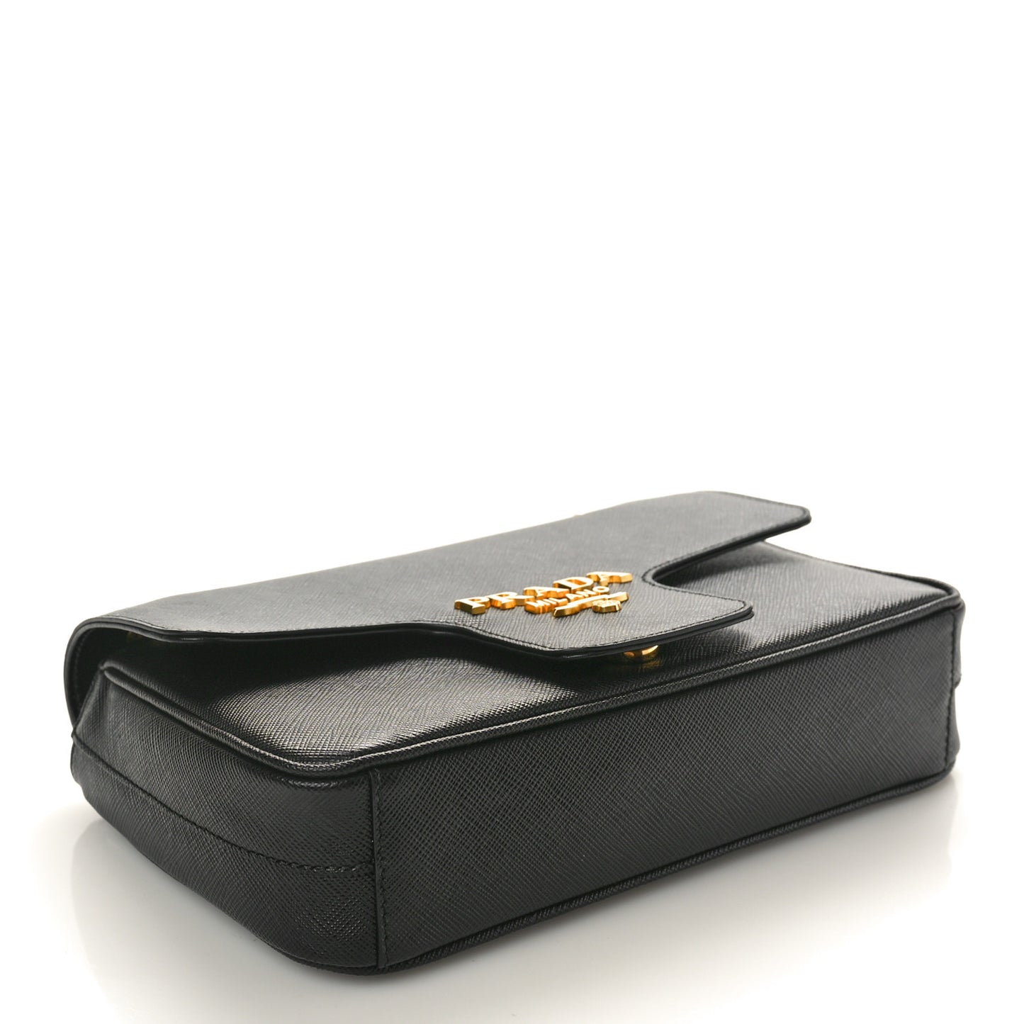 Saffiano Flap Shoulder Bag Black