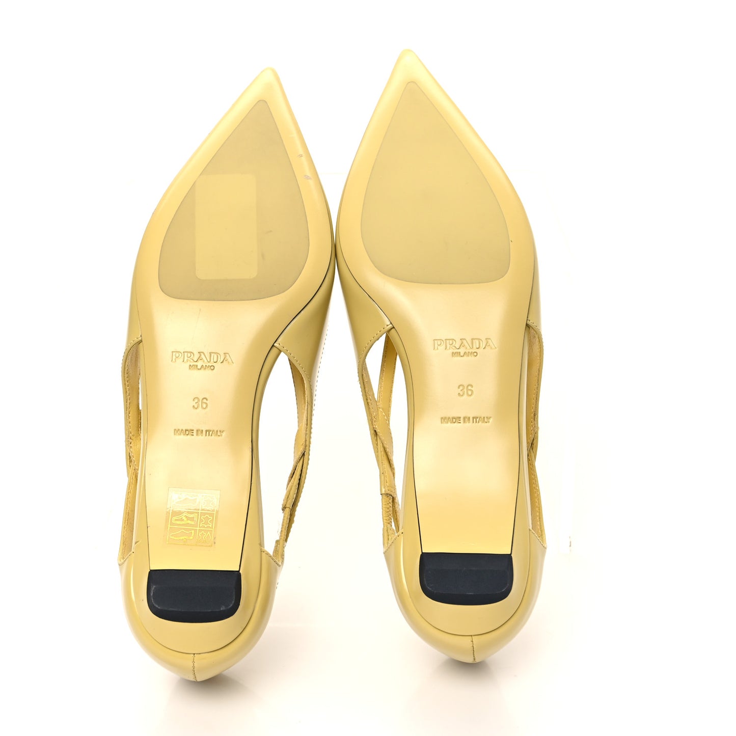 Calfskin Crisscross Ballerina Flats 36 Yellow