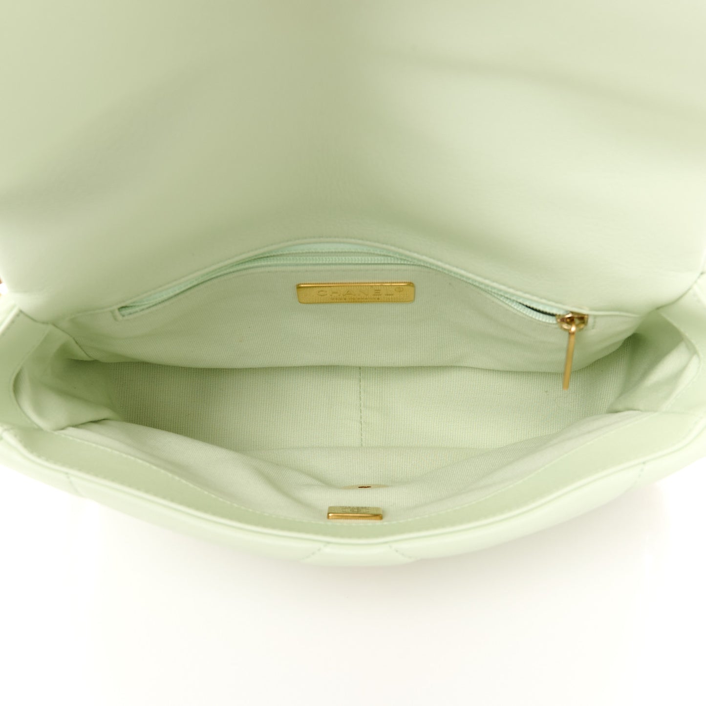 Lambskin Quilted Medium Chanel 19 Flap Light Green