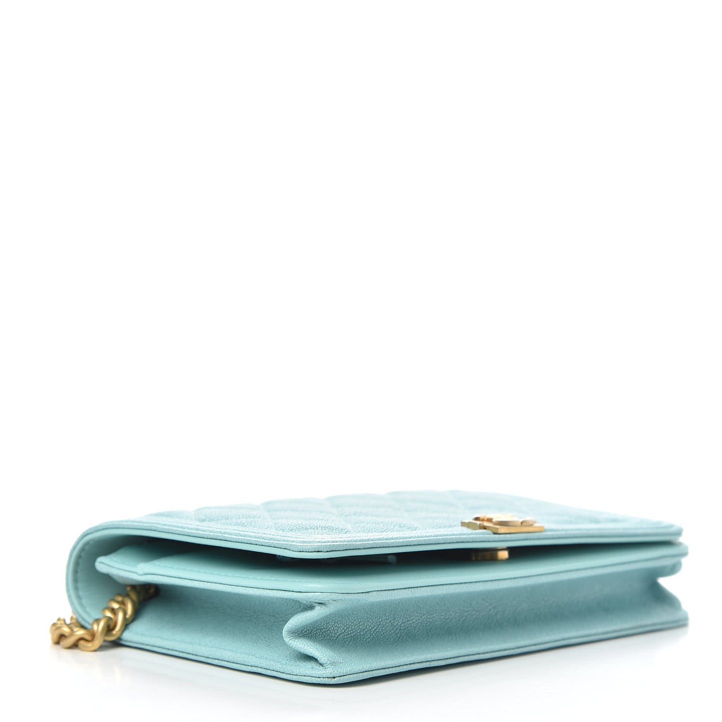 Caviar Quilted Boy Wallet On Chain WOC Light Blue