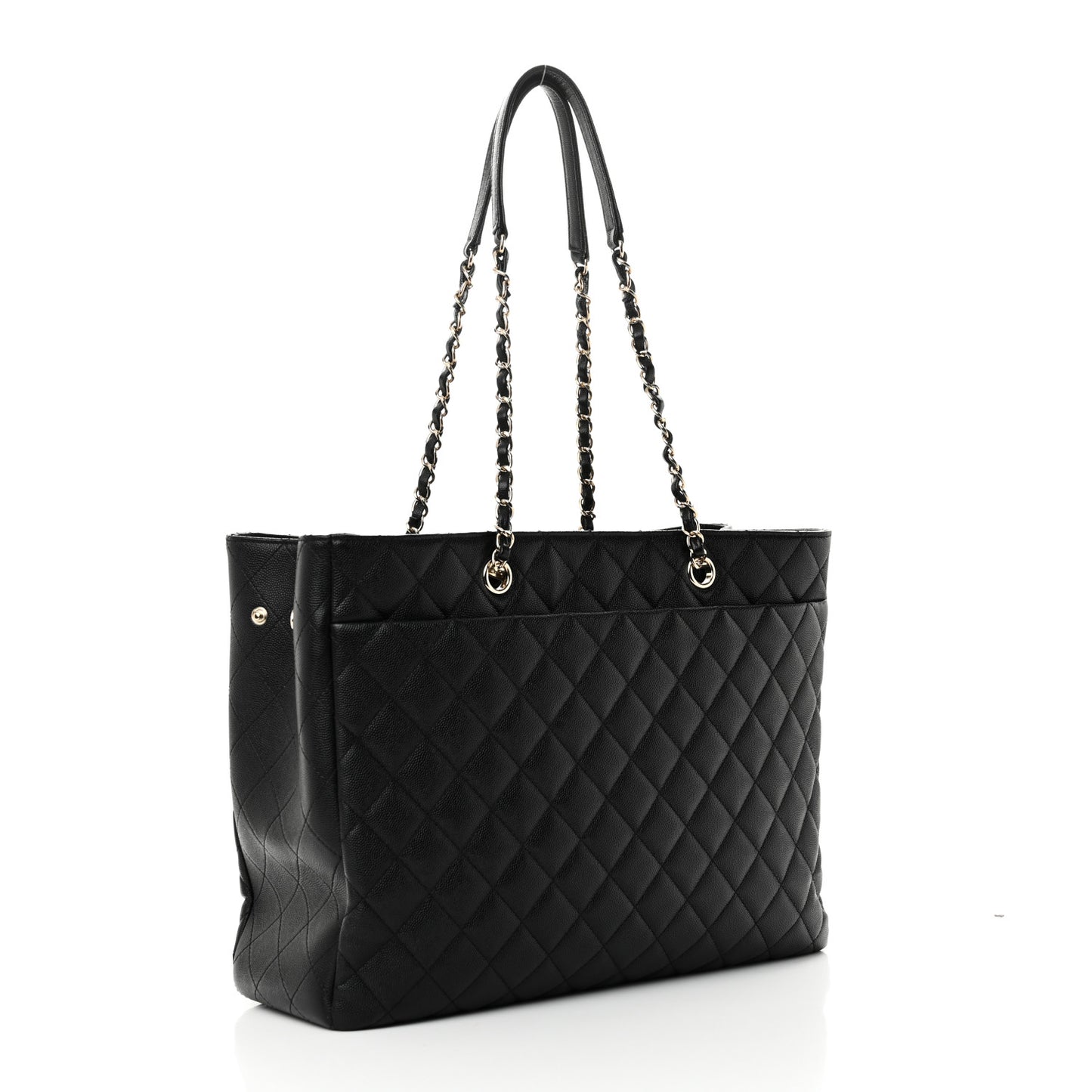 Caviar Quilted Large Shopping Tote Black
