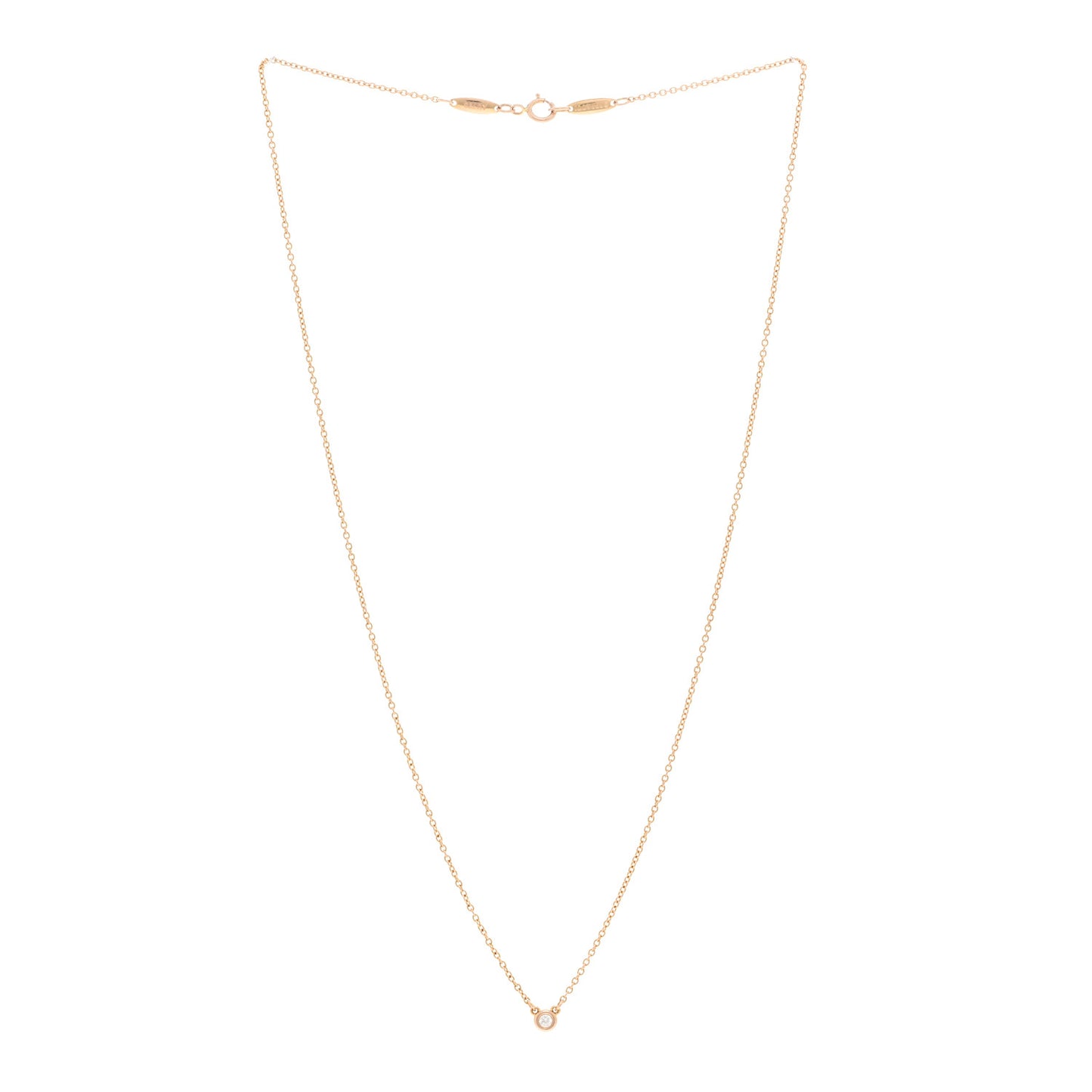 18K Rose Gold Diamond .05ct Elsa Peretti Diamonds by the Yard Pendant Necklace