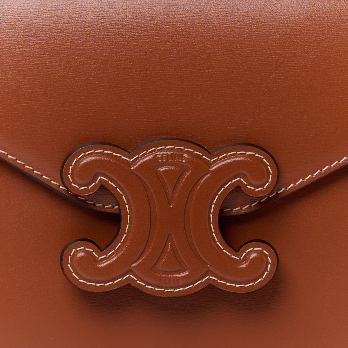 Shiny Calfskin Triomphe Margo Wallet on Chain Gold