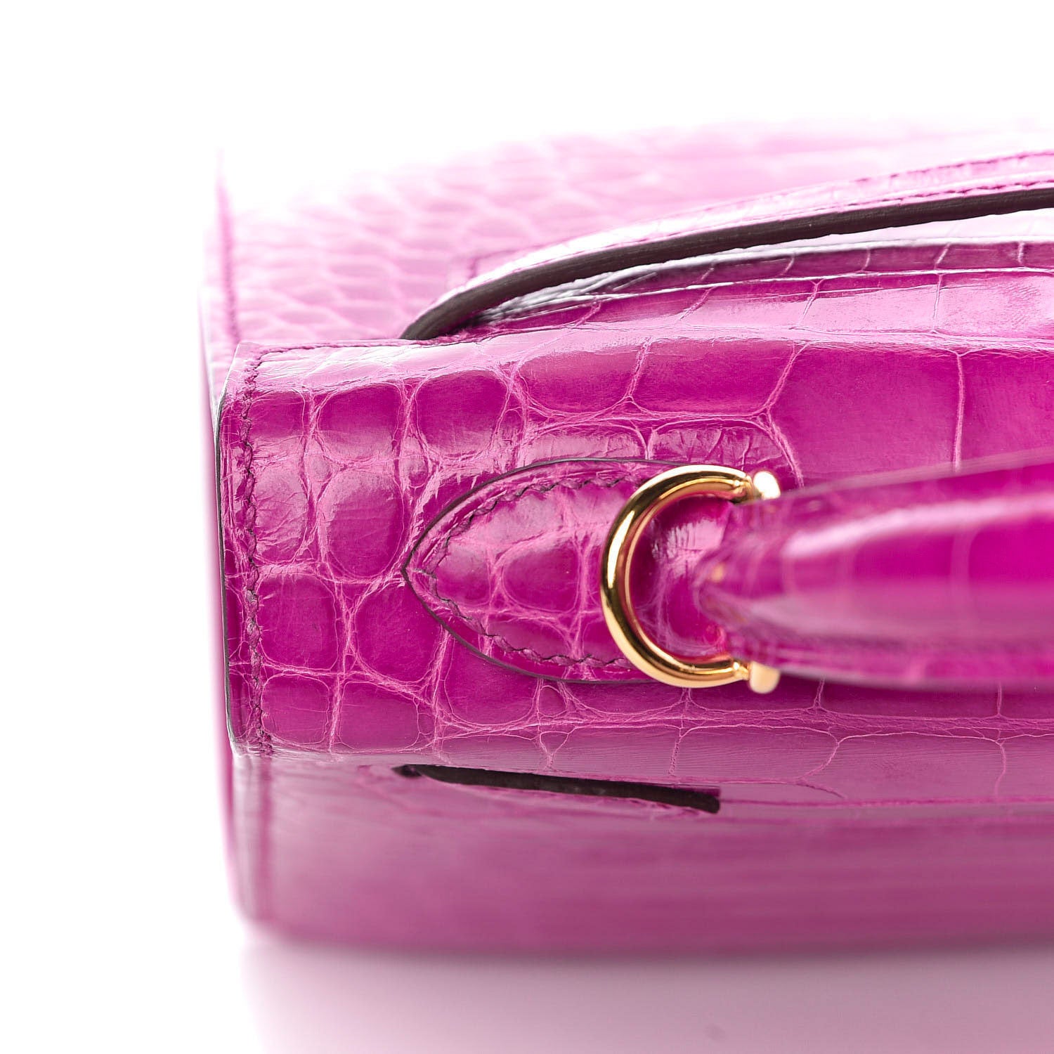 Hermes Shiny Alligator Kelly Sellier 25 Rose Scheherazade 23 of 37