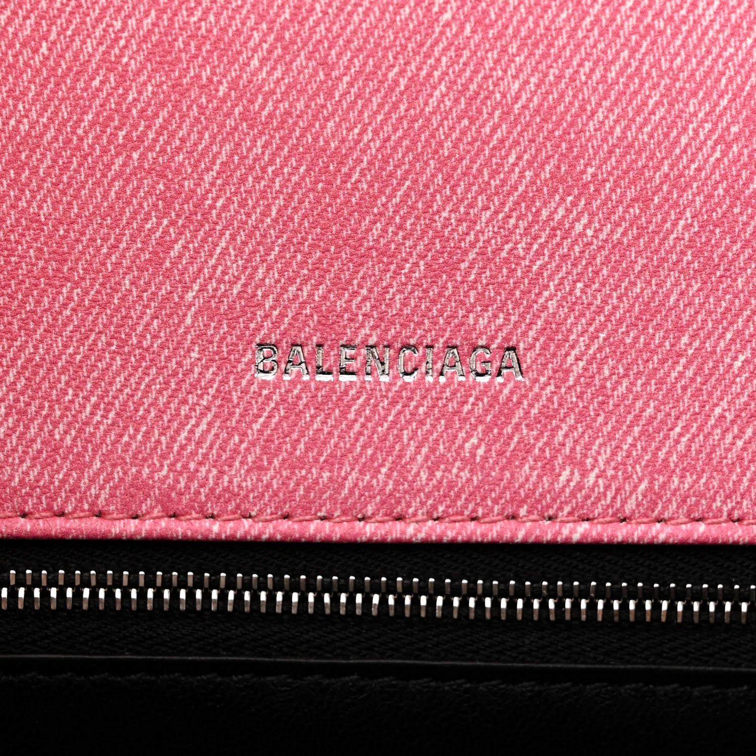 Balenciaga Nappa Denim Printed Small Hourglass Top Handle Bag Denim Pink 6 of 11