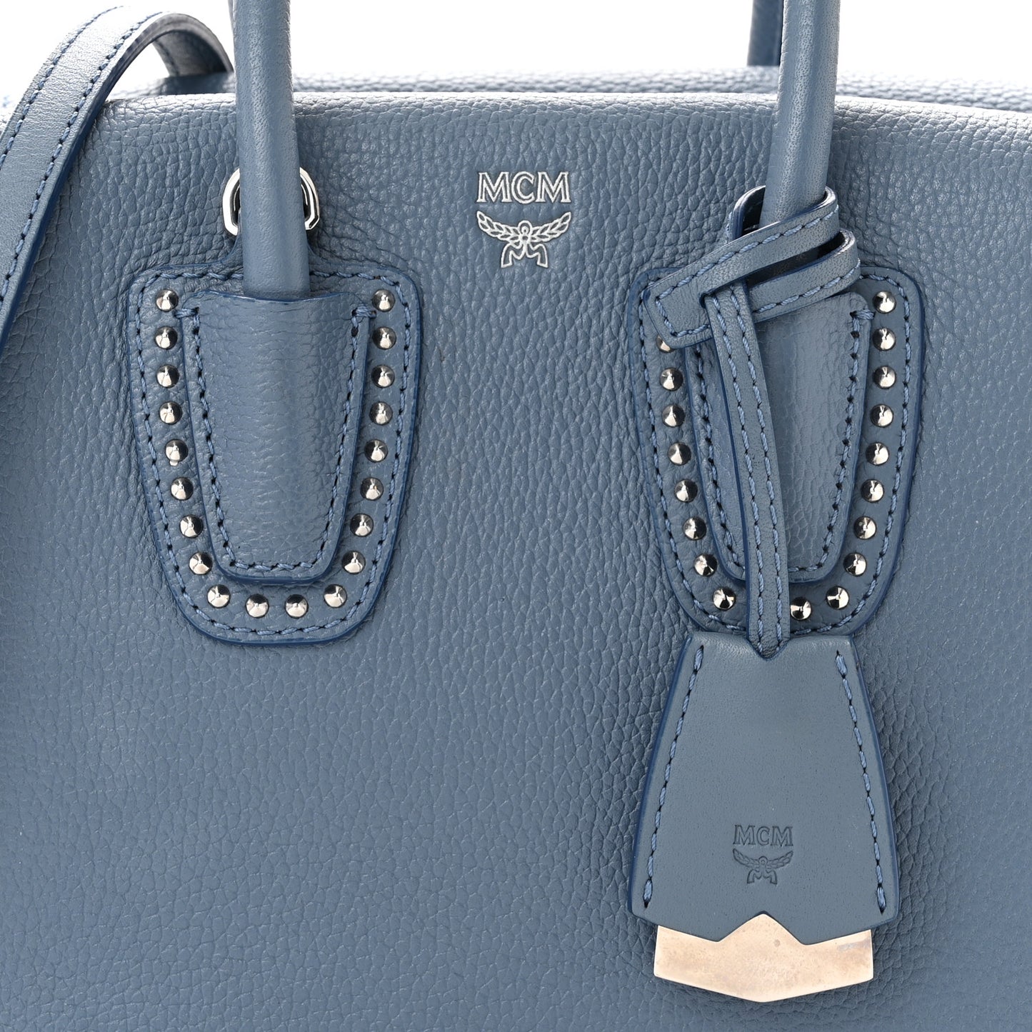 Grained Calfskin Studded Mini Milla Tote Luft Blue