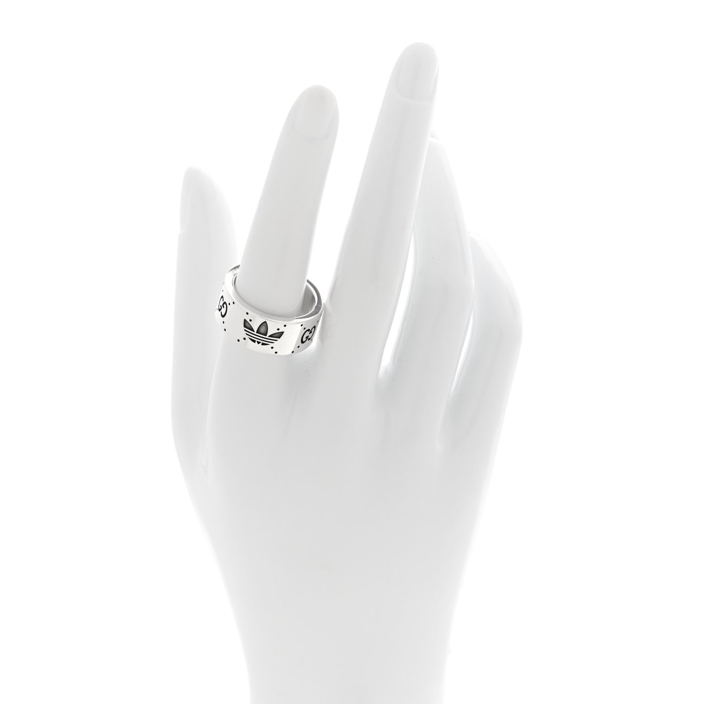 X ADIDAS Sterling Silver Trefoil GG Monogram Extra Wide Band Ring 57 8