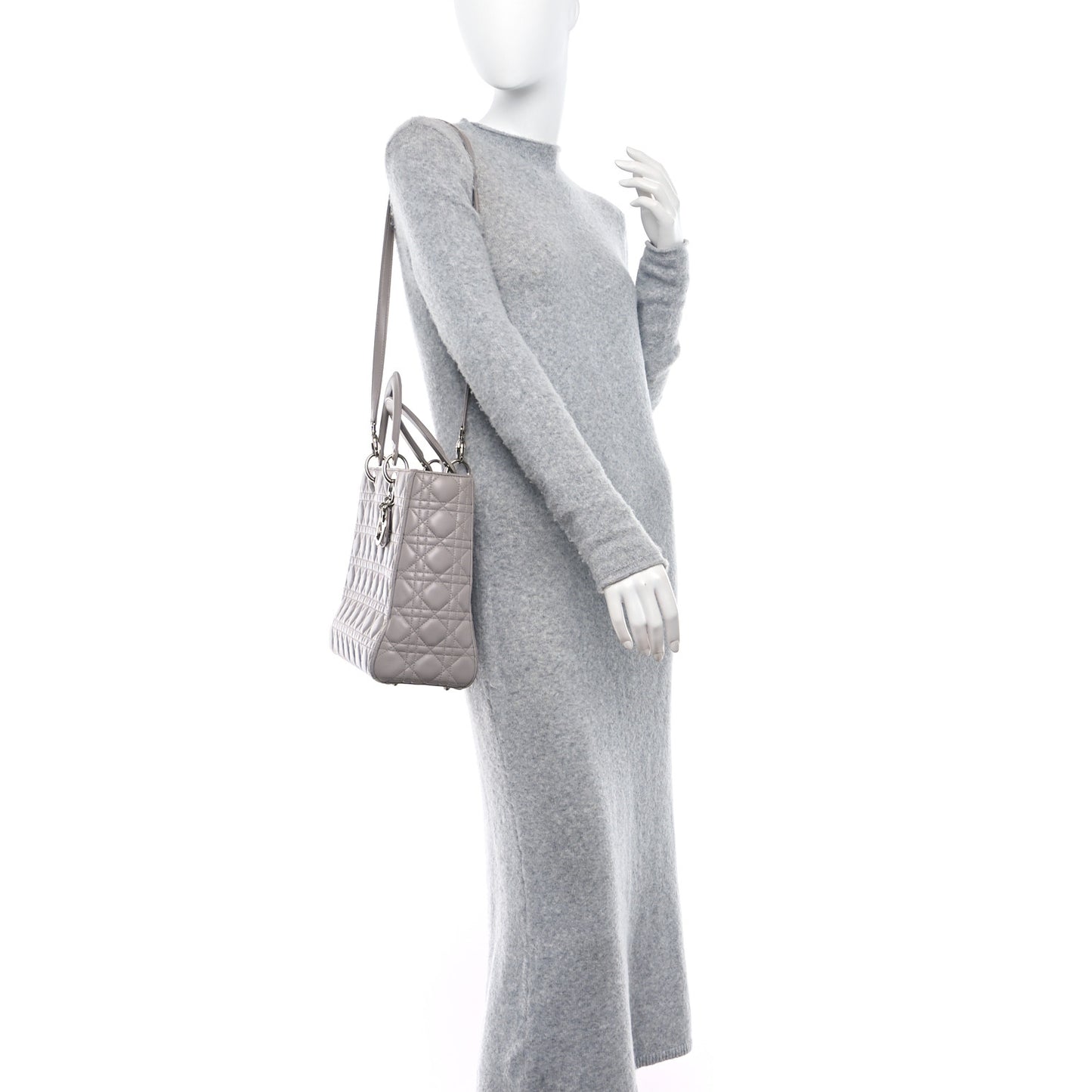 Lambskin Cannage Large Lady Dior Light Grey
