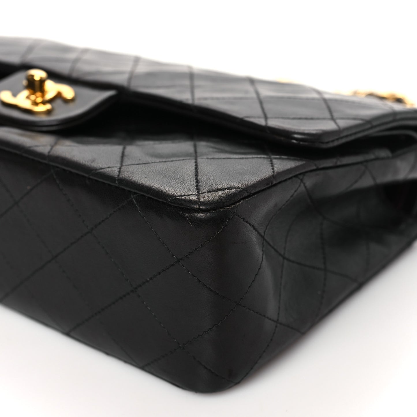 Lambskin Quilted Medium Double Flap Black
