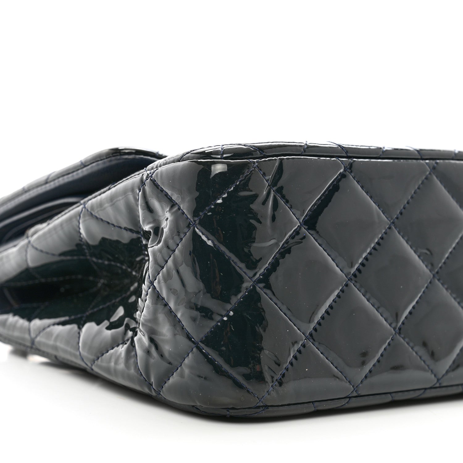 Chanel Patent Quilted Jumbo Double Flap Navy 10 of 11