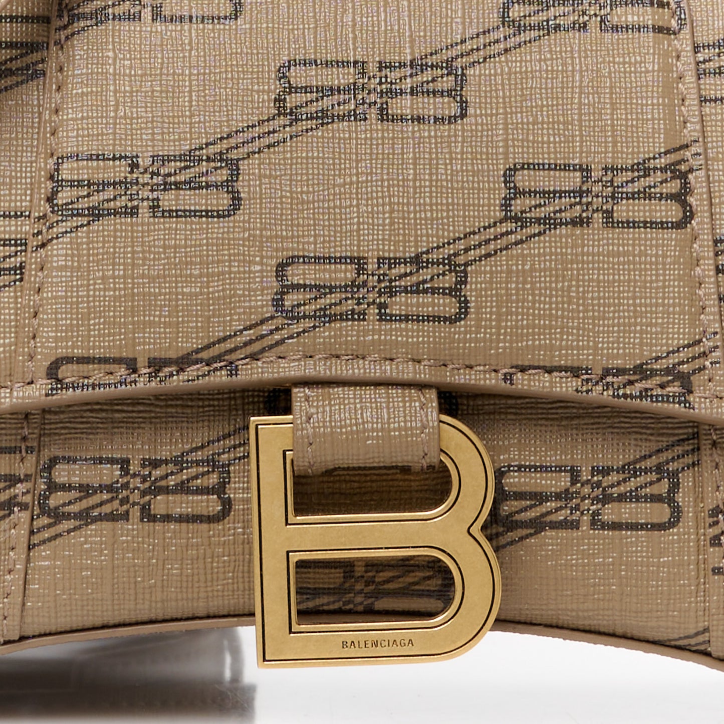 Coated Canvas BB Monogram Hourglass Top Handle Bag XS Beige Brown