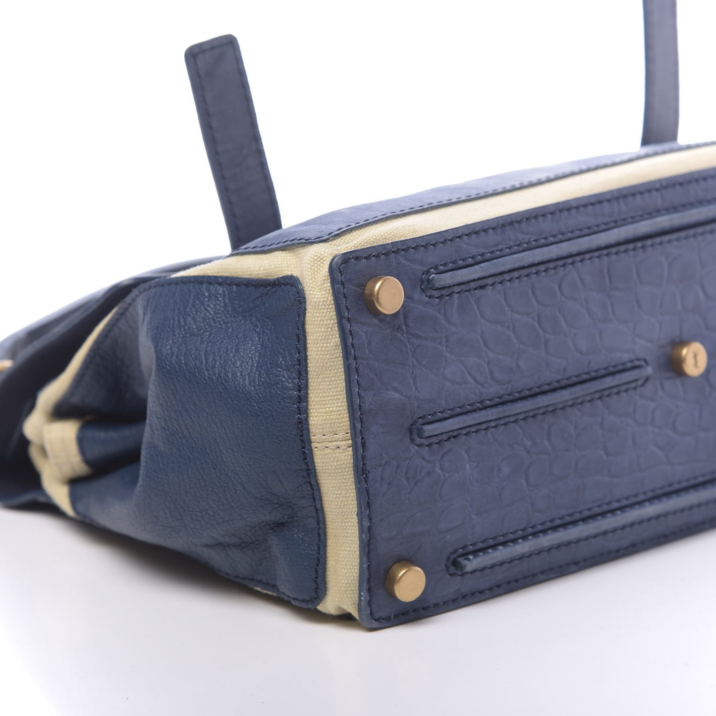 Calfskin Nubuck Crocodile Embossed Medium Muse Two Blue