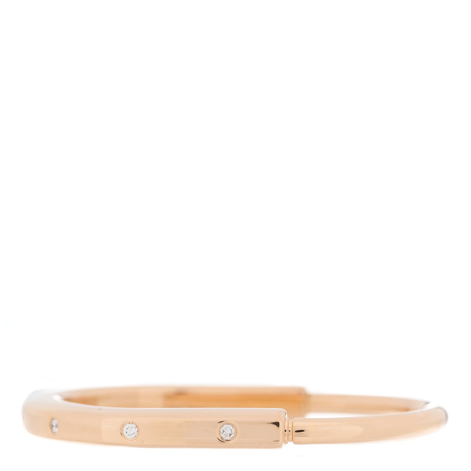 Tiffany 18K Rose Gold Diamond Tiffany Lock Bangle Bracelet 1 of 8