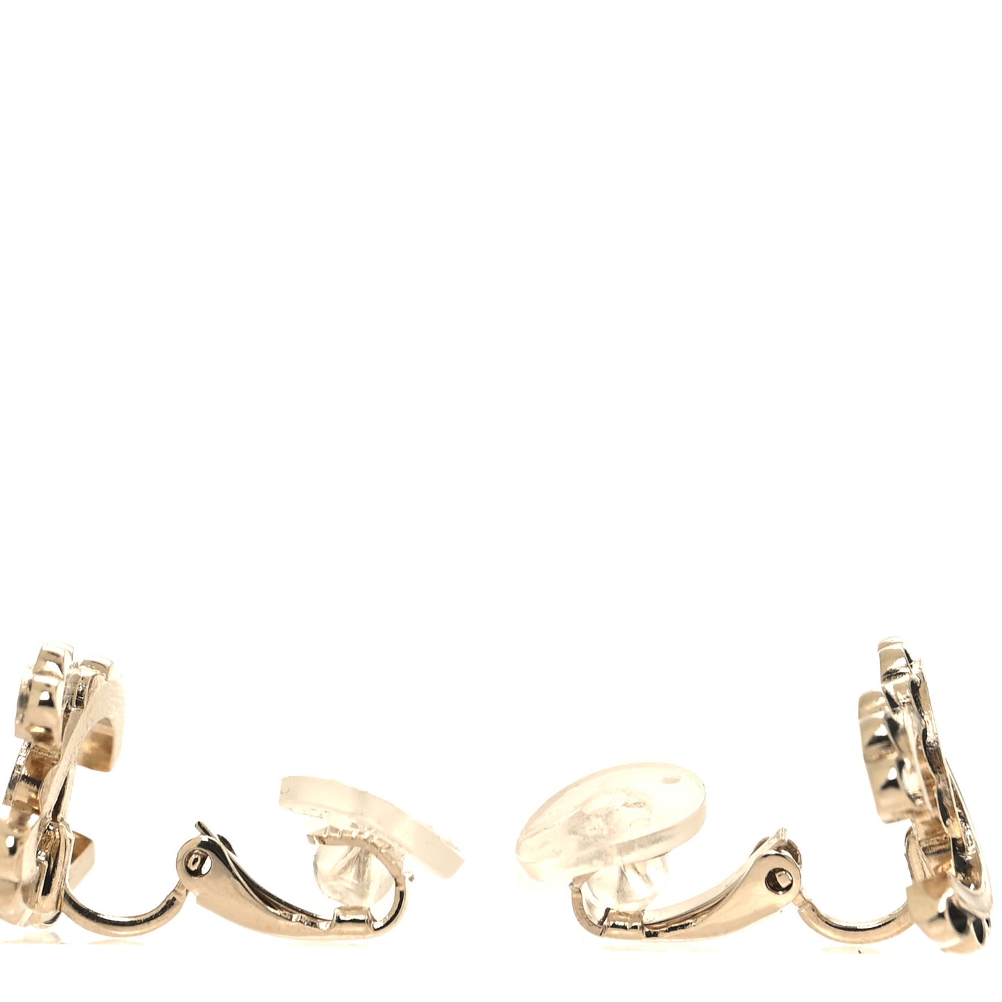 Metal Resin CC Clip On Earrings Gold Black Pearly White