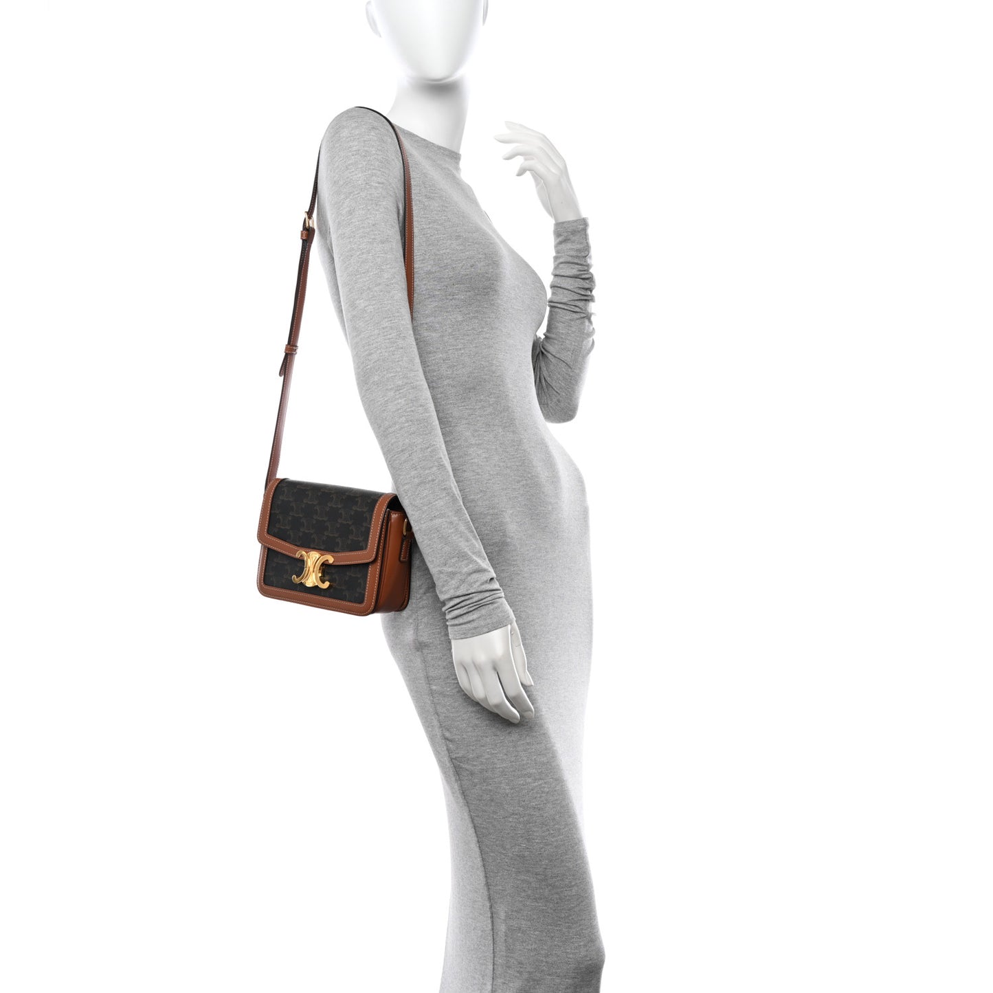 Calfskin Triomphe Canvas Teen Triomphe Bag Tan