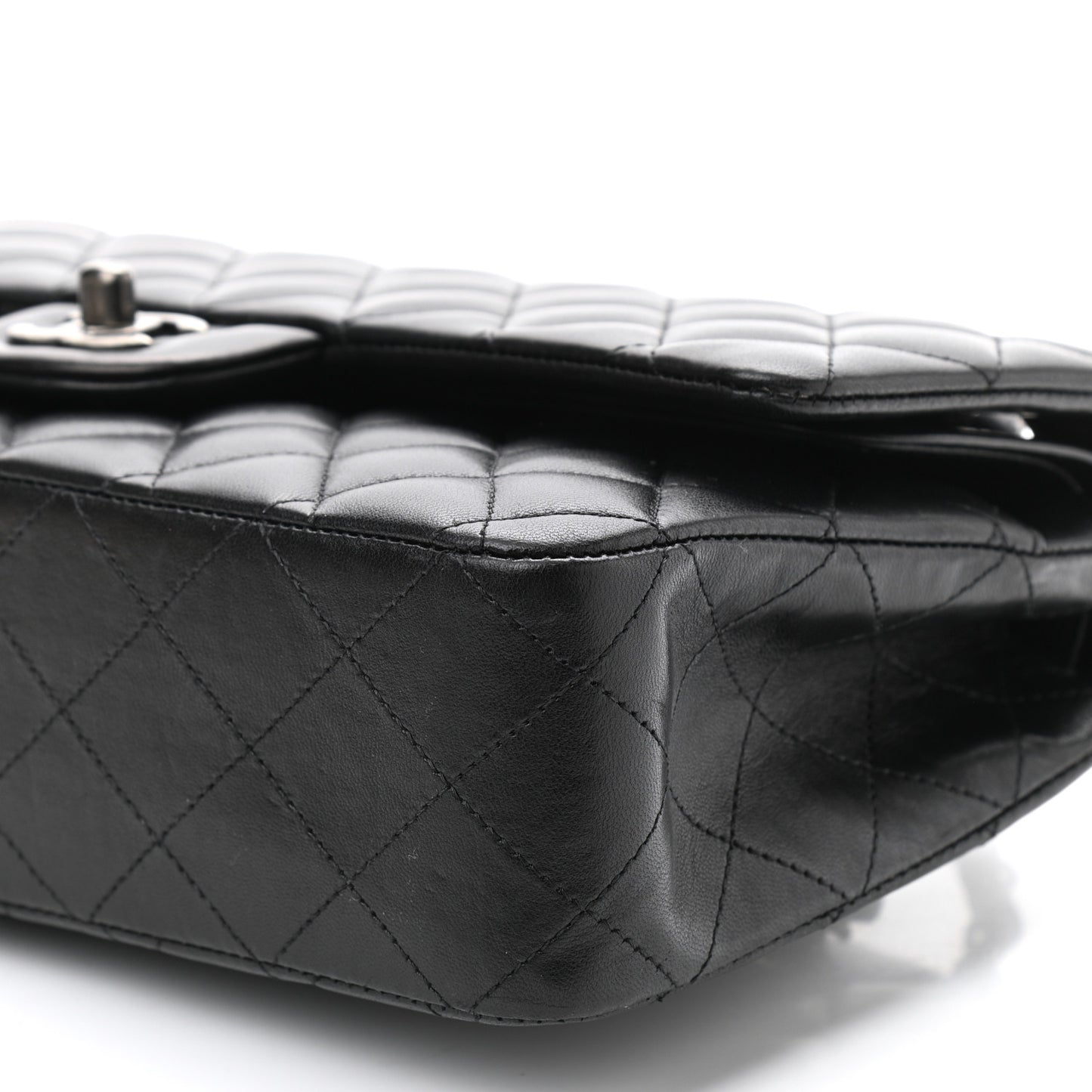 Lambskin Quilted Medium Double Flap Black