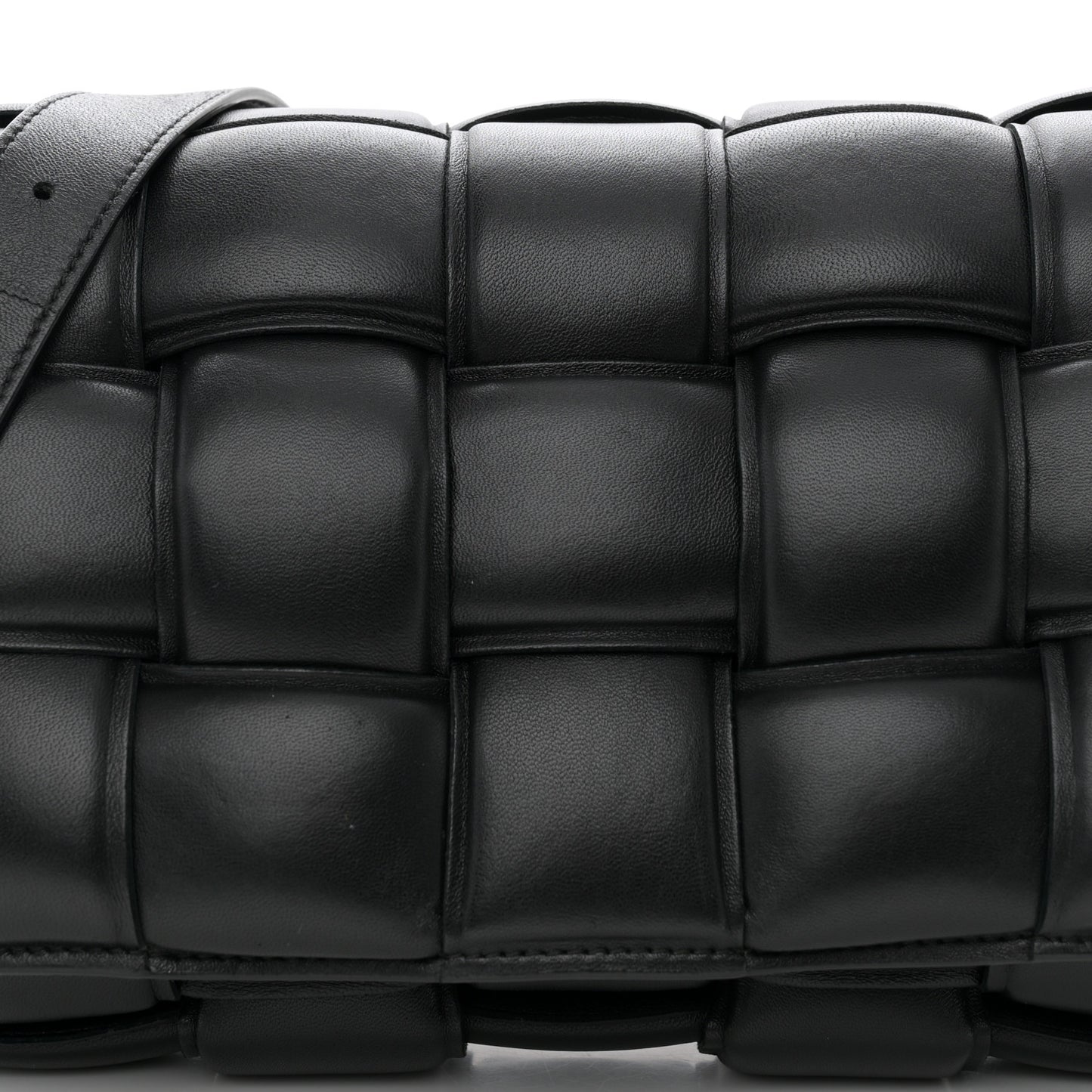 Nappa Maxi Intreccio Padded Cassette Crossbody Bag Black