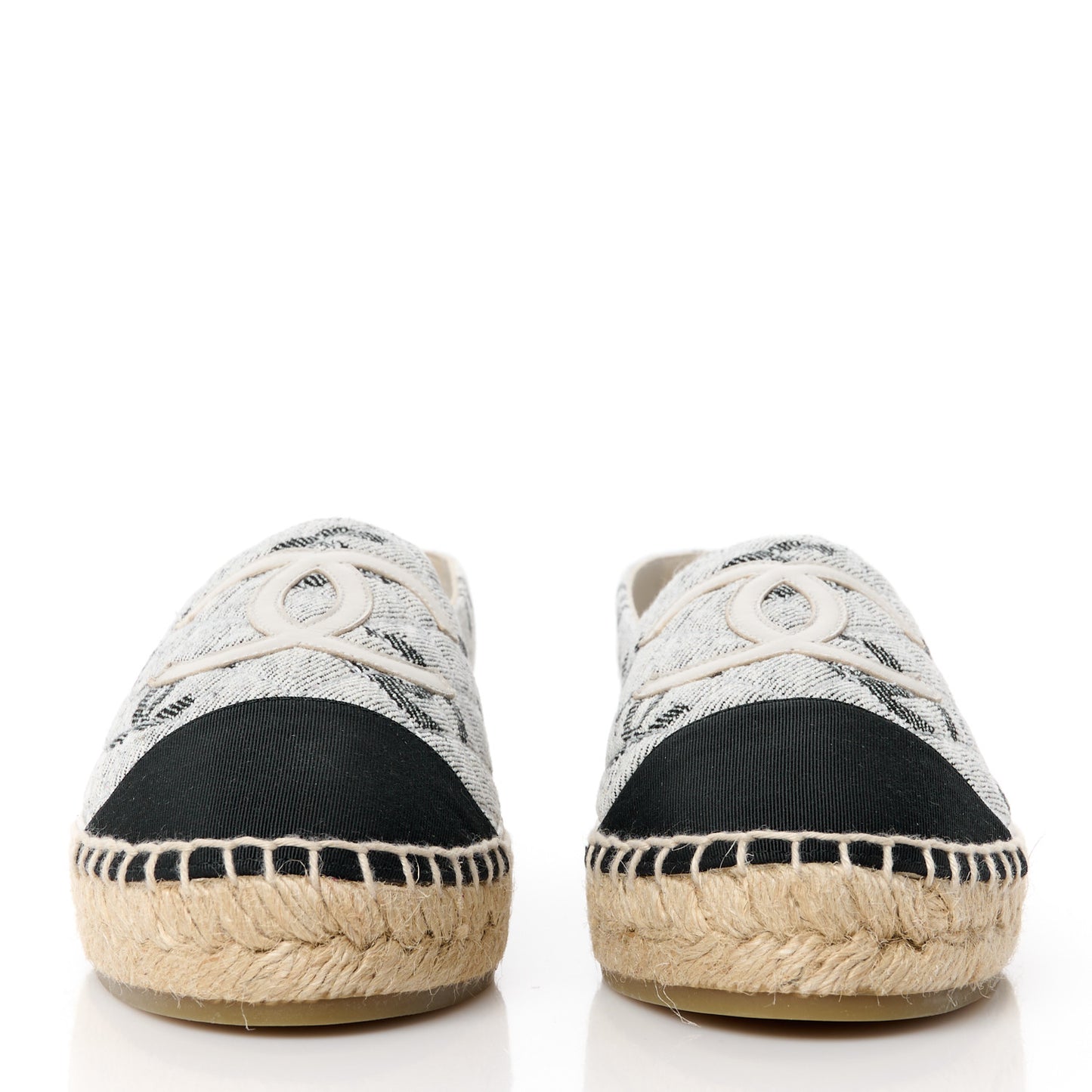 Cotton Jacquard Grosgrain CC Print Espadrilles 40 Grey Black