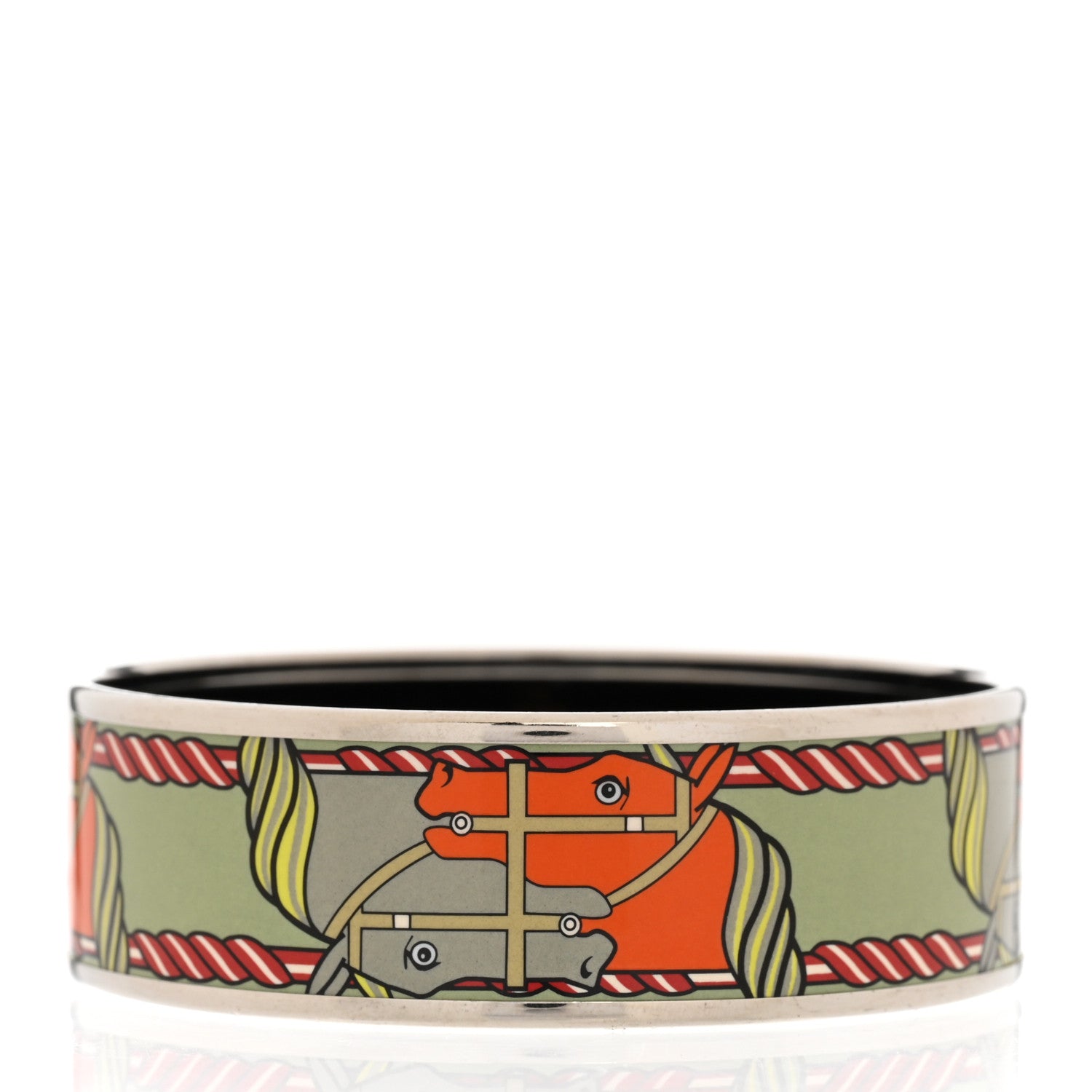 Hermes Enamel Printed Wide Quadrige Bracelet 70 3 of 5