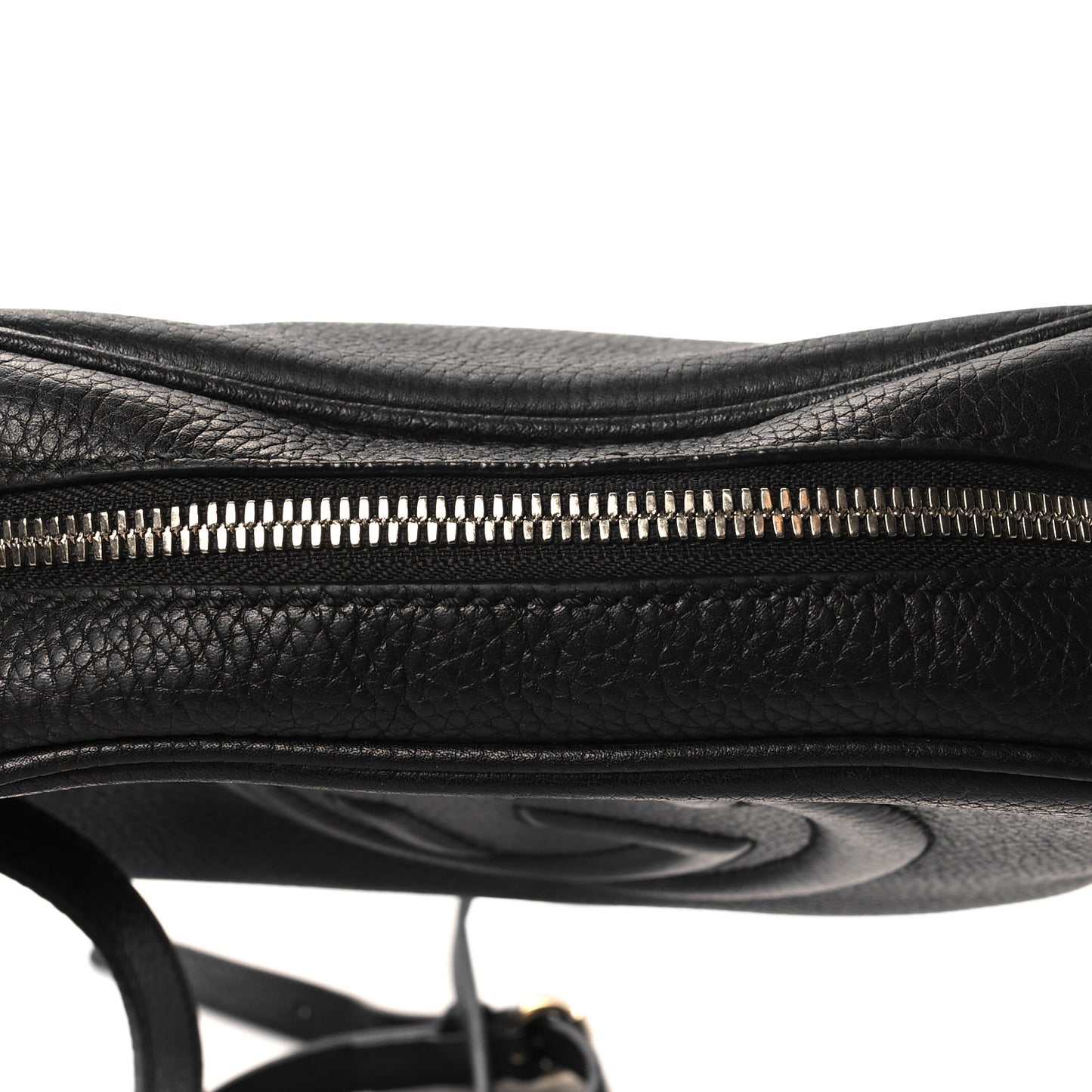 Pebbled Calfskin Small Soho Disco Bag Black