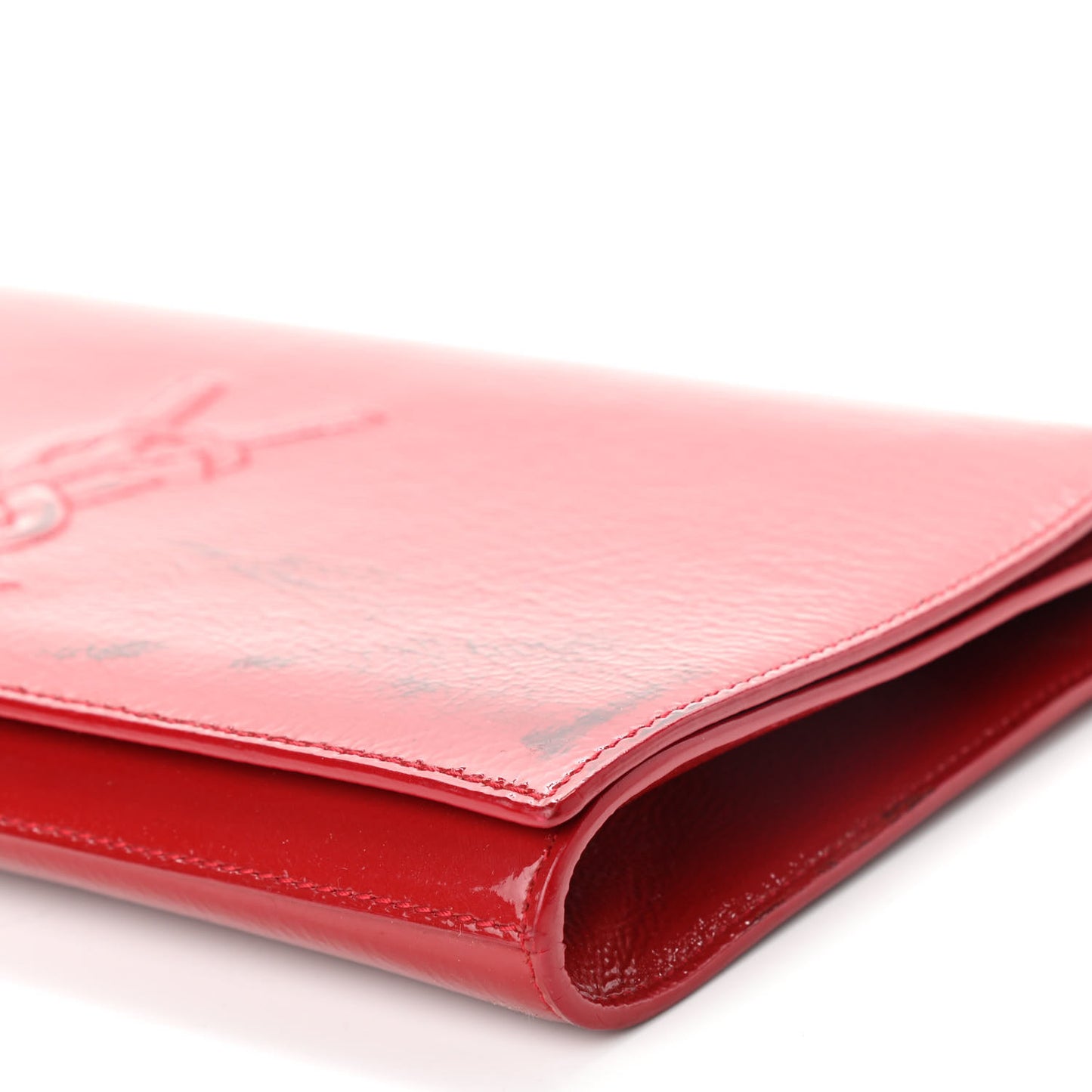 Textured Patent Monogram Large Belle De Jour Clutch Red