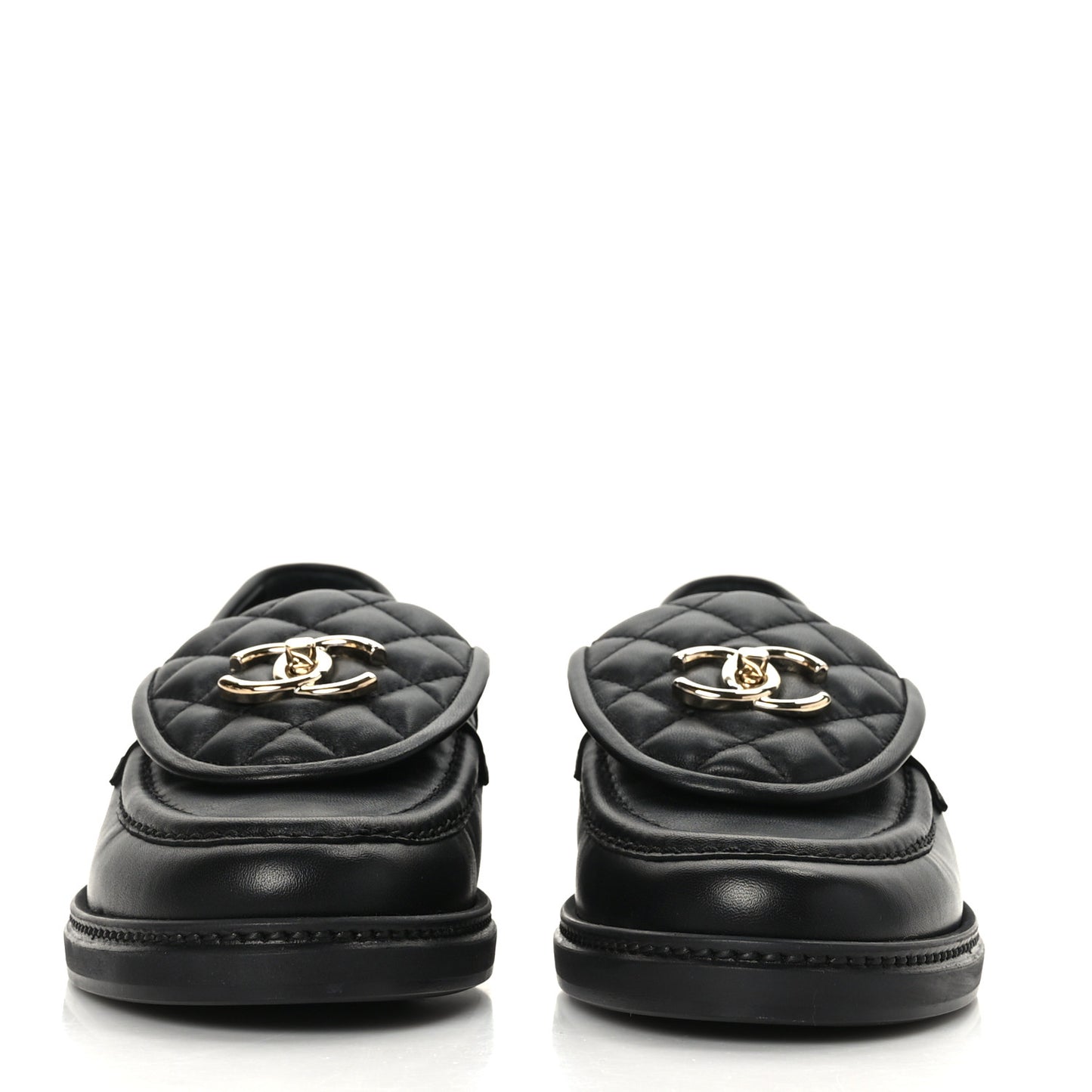 Lambskin Quilted CC Turnlock Loafers 38 Black