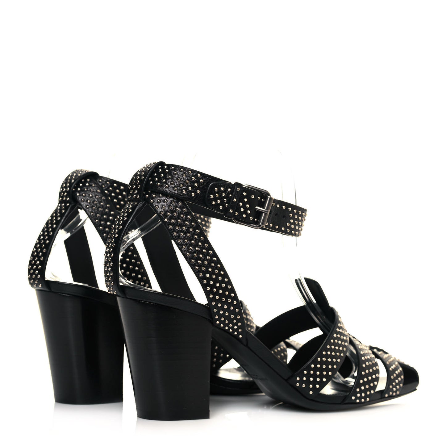 Calfskin Studded Oak 75 Sandals 40 Black