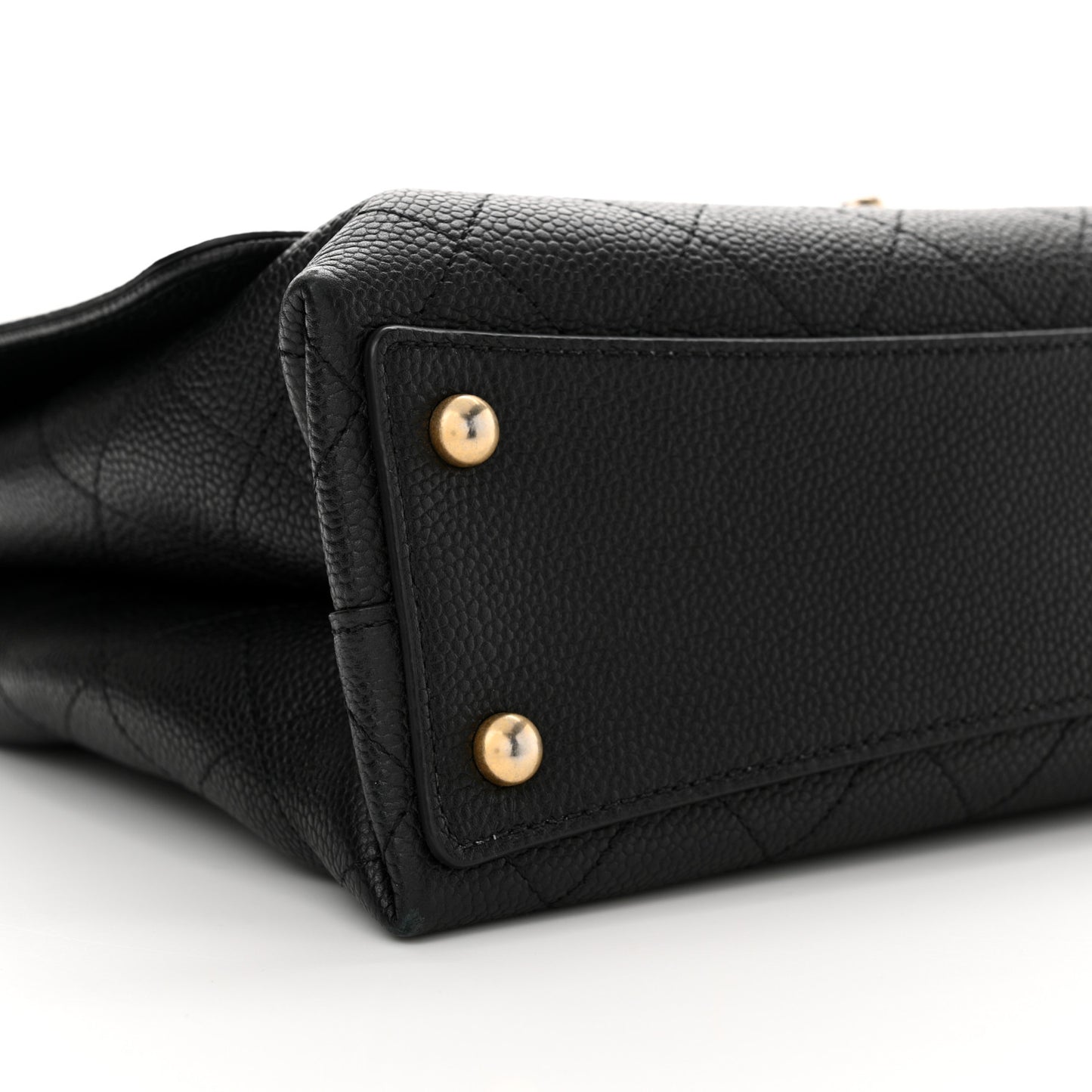Grained Calfskin Stitched Flap Black