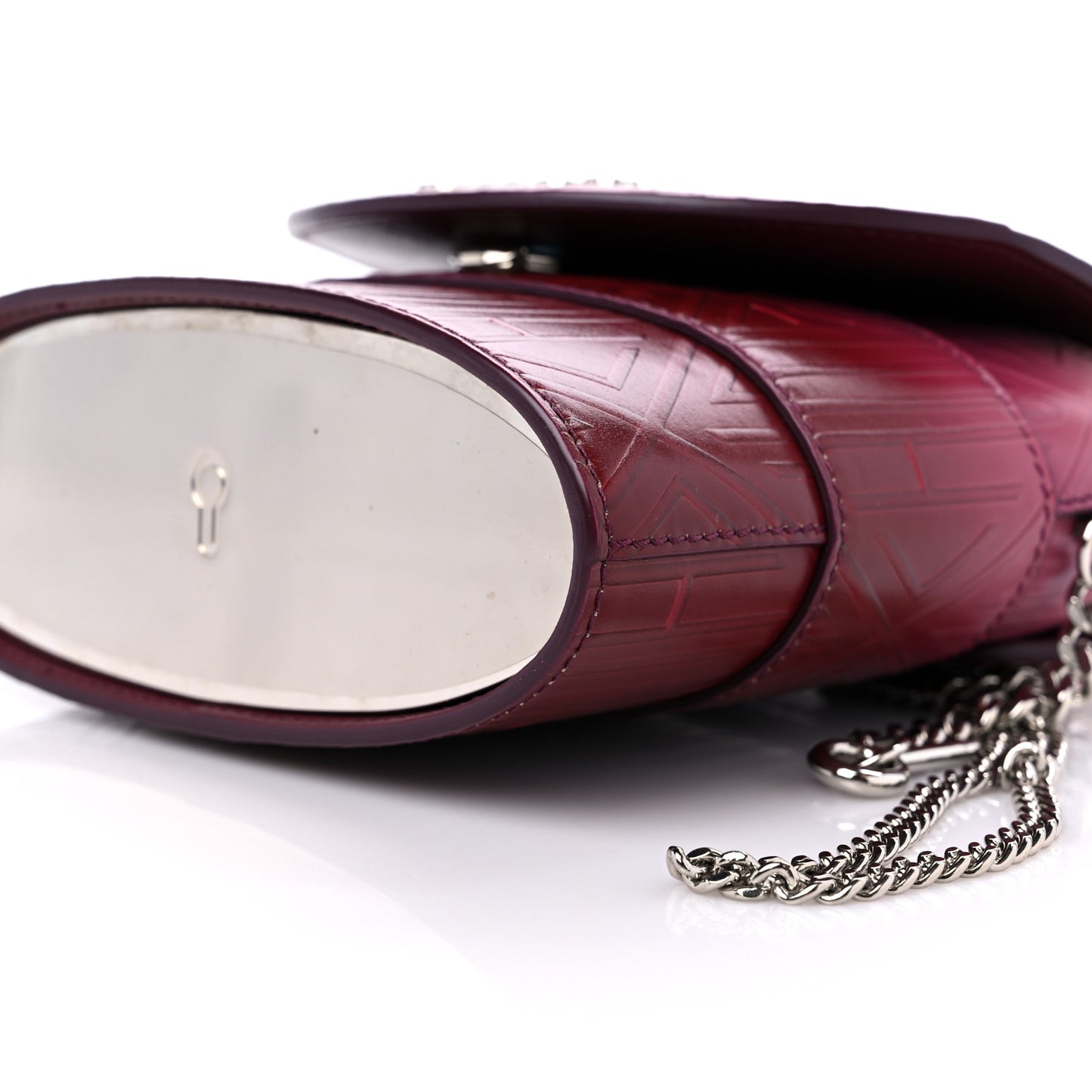 Calfskin Embossed Small Aby Lock Brown Purple