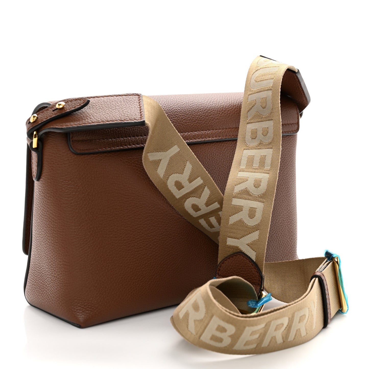 Grainy Calfskin Vintage Check Note Crossbody Bag Malt Brown
