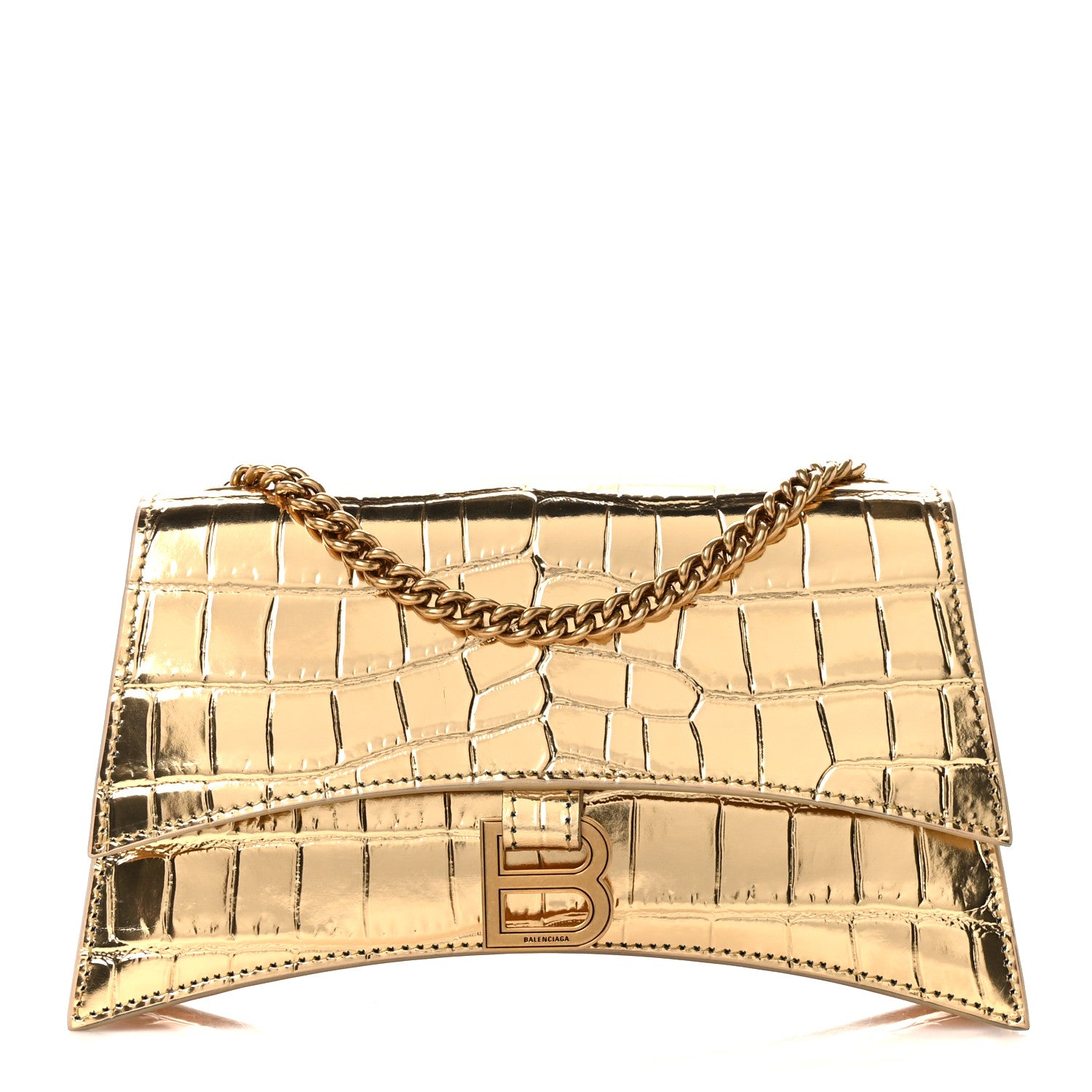 Balenciaga Metallic Supple Calfskin Crocodile XS Crush Chain Bag Gold 1 of 11