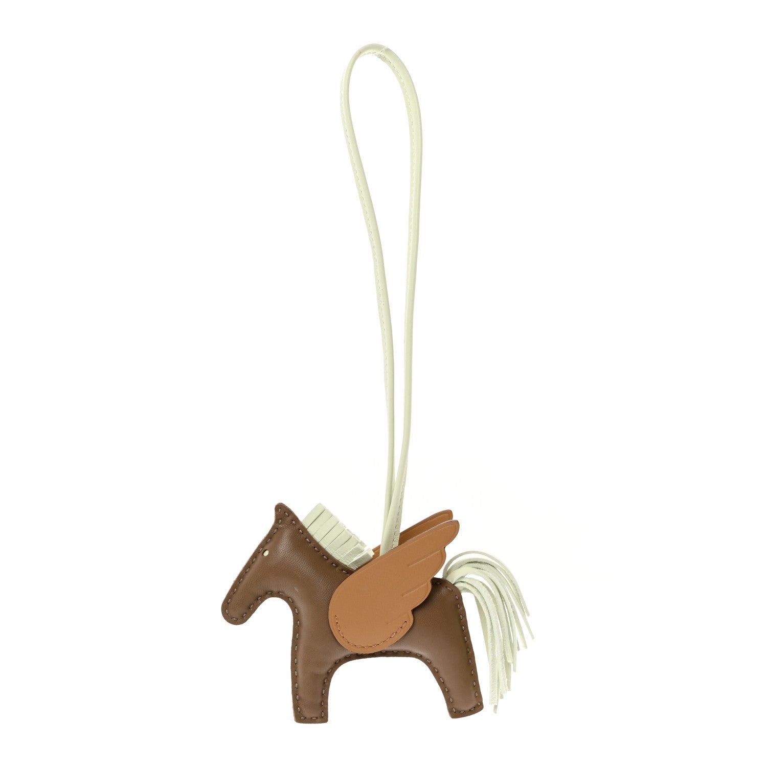 Hermes Milo Lambskin Grigri Rodeo Pegase Horse Bag Charm PM Etoupe Vert Fizz Biscuit 1 of 8