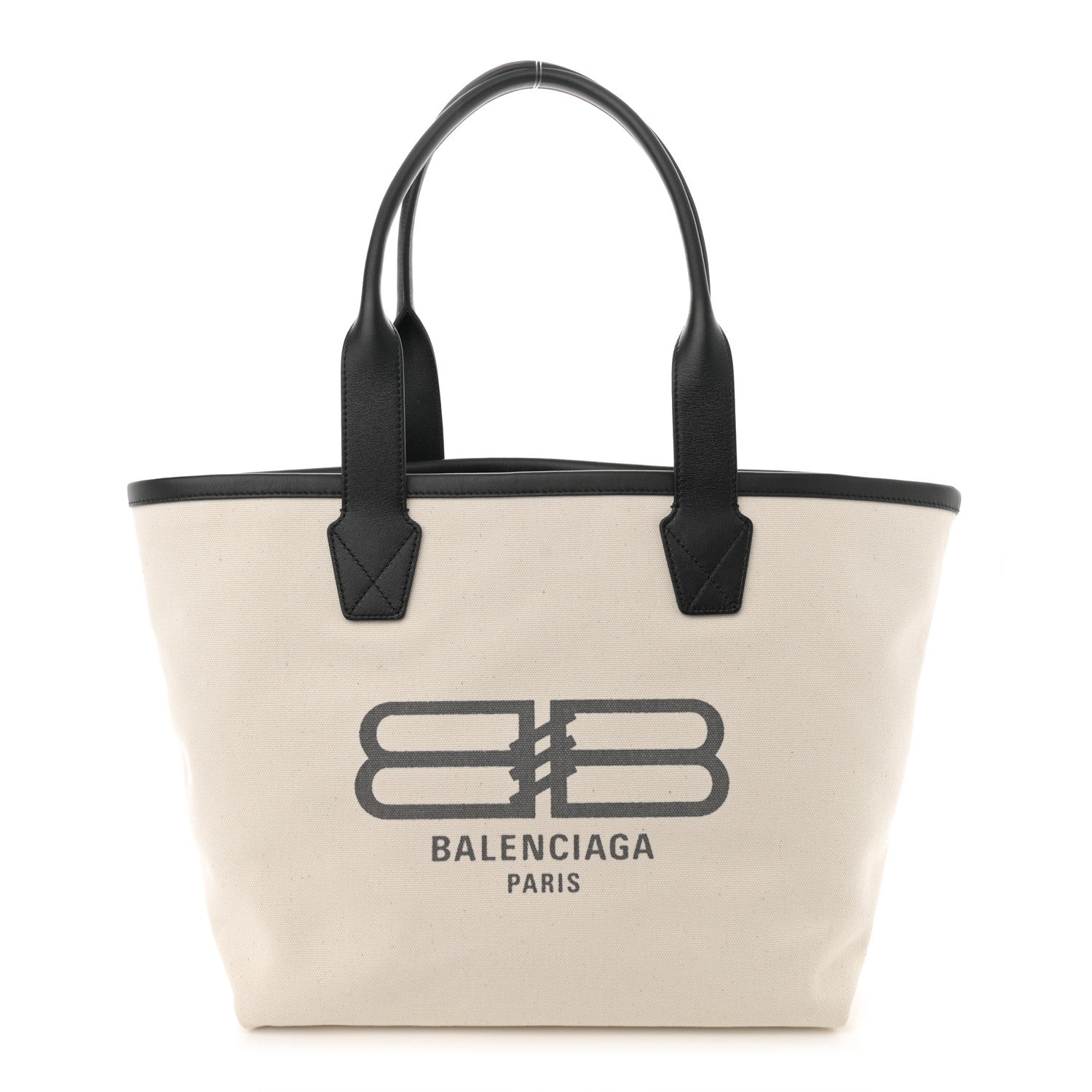 Balenciaga Cotton Canvas Calfskin BB Logo Jumbo Small Tote Bag