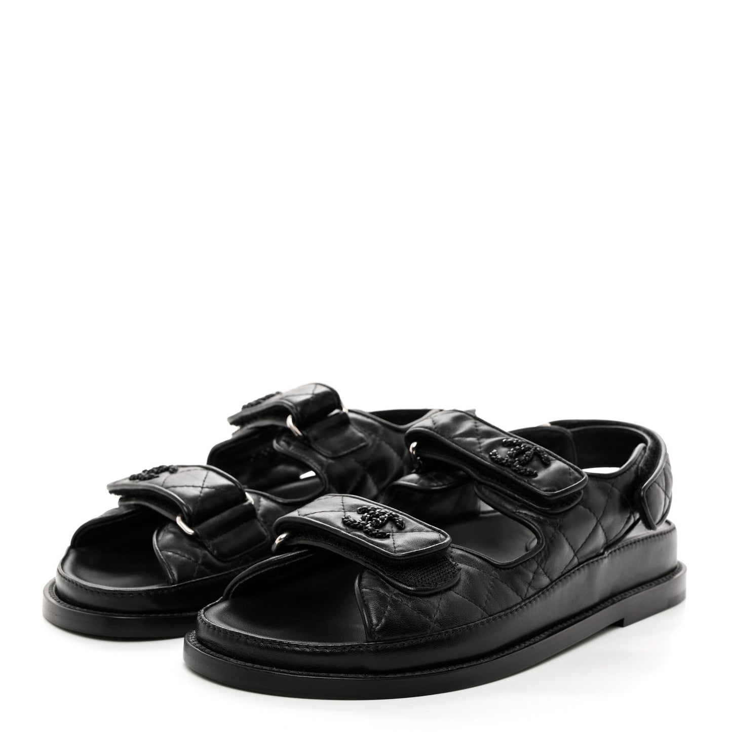 Lambskin Velcro Dad Sandals 37 So Black