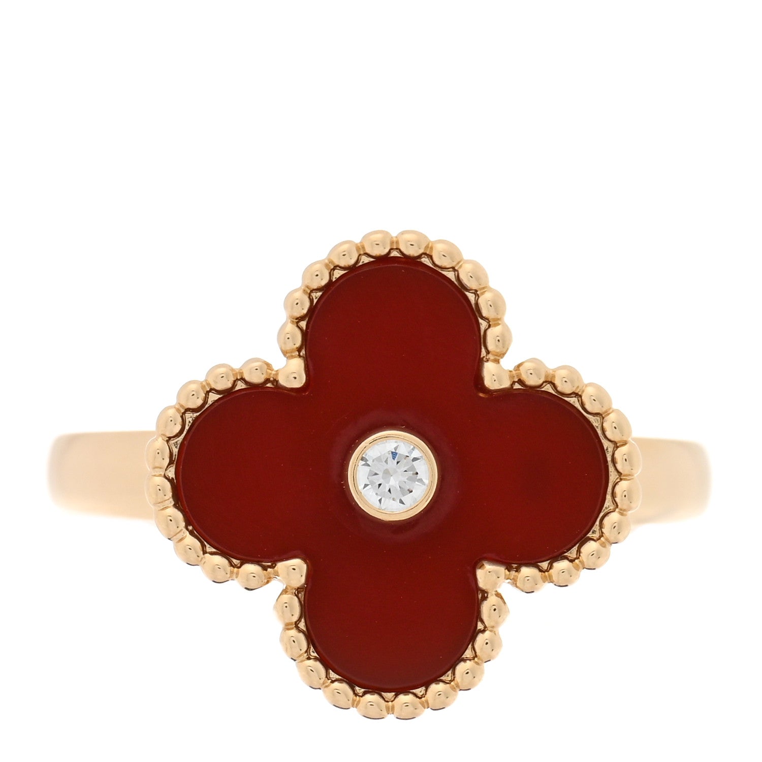 Van Cleef & Arpels 18K Yellow Gold Diamond Carnelian Vintage