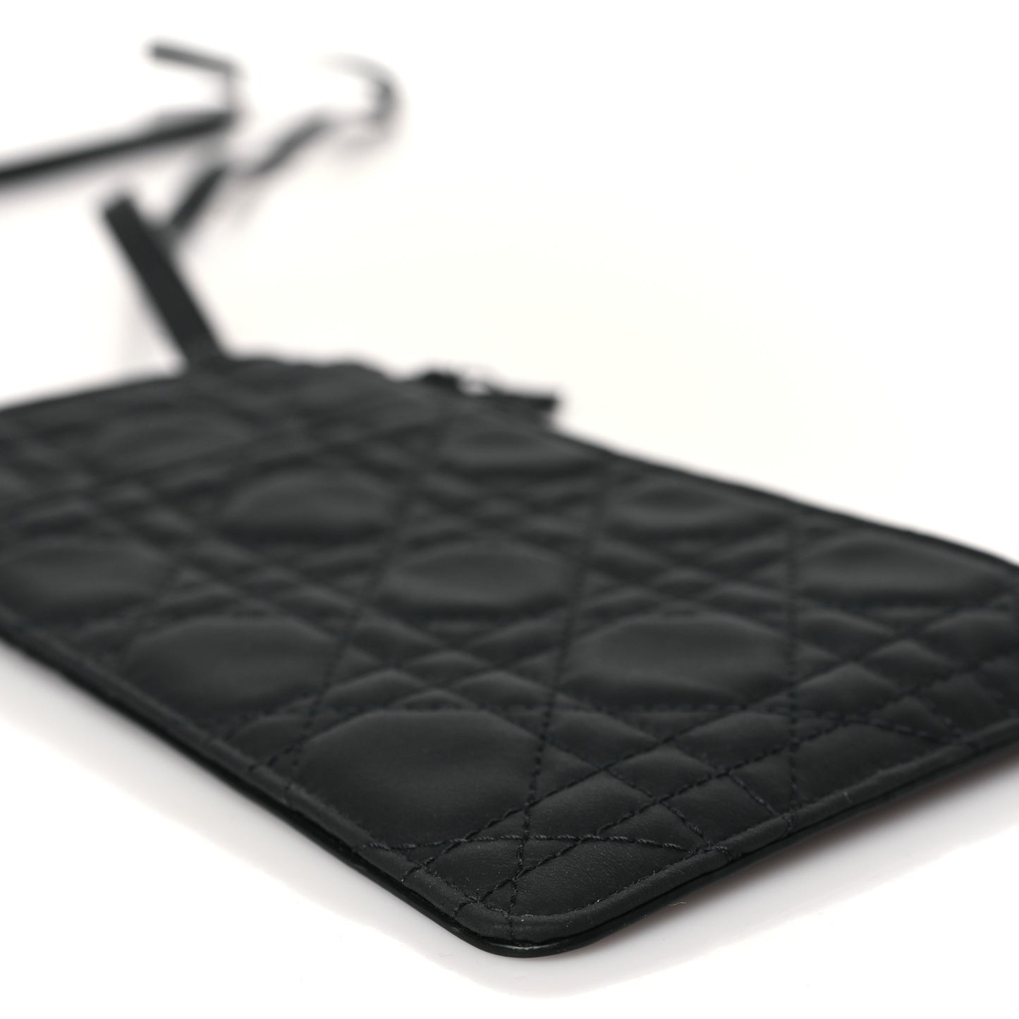 Ultra Matte Calfskin Lady Dior Long Wallet With Strap Black