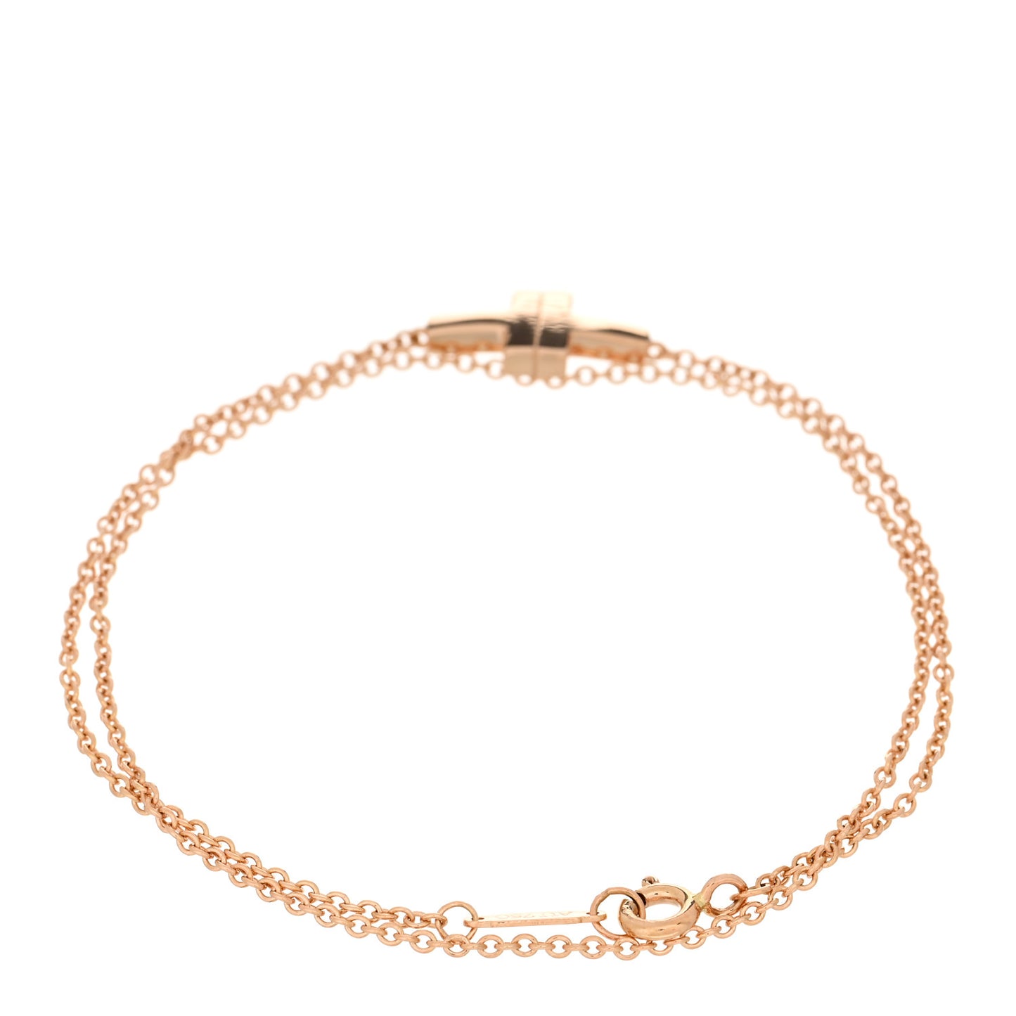 18K Rose Gold T Double Chain Bracelet
