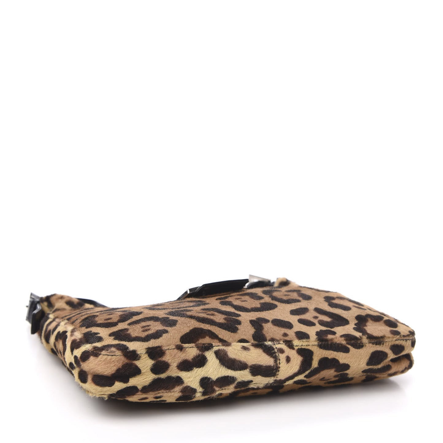 Calf Hair Leopard Print Shoulder Bag Brown Black