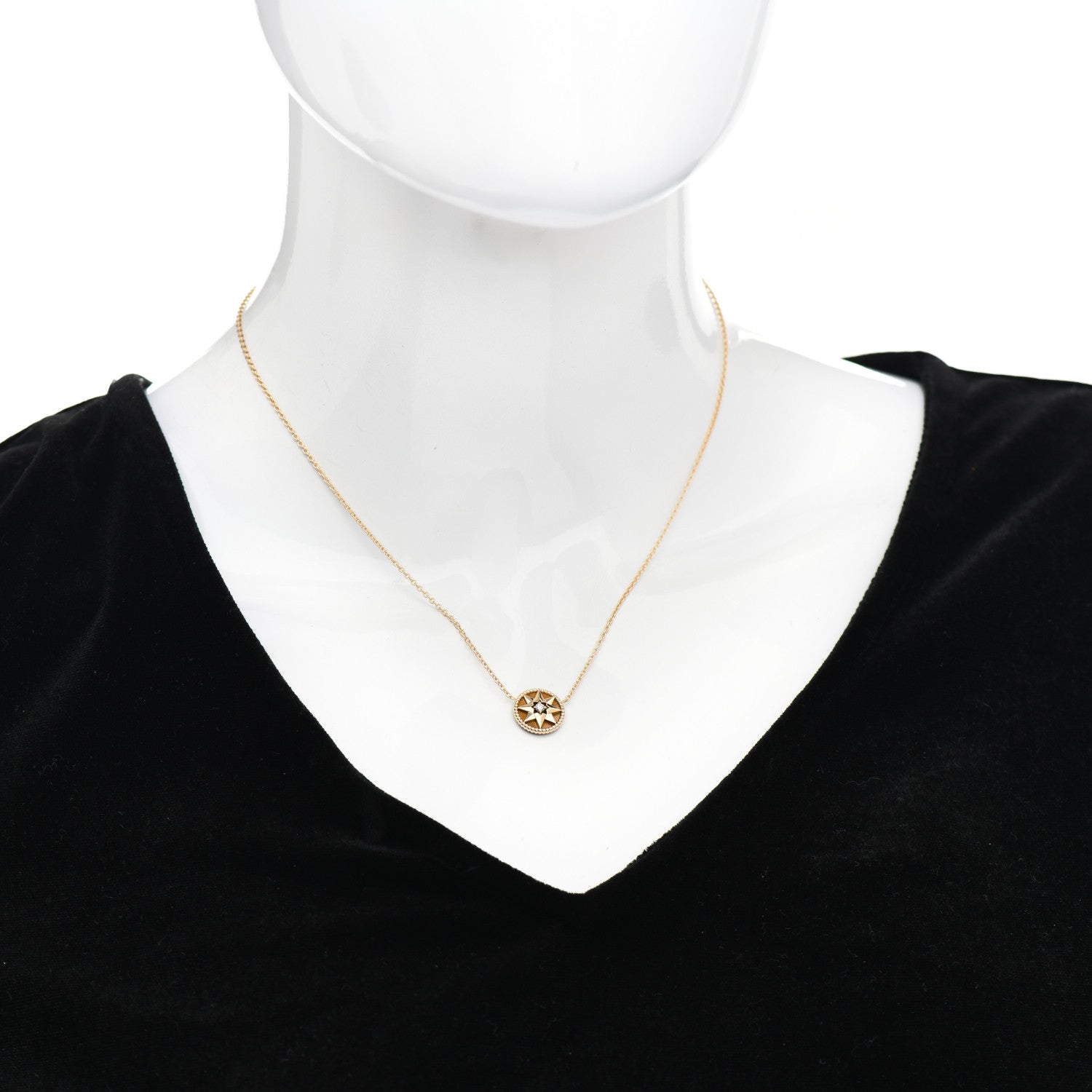 Christian Dior 18K Yellow Gold Diamond Tiger Eye Rose Des Vents Necklace 2 of 4