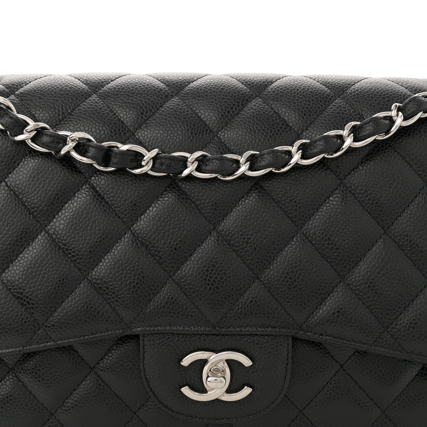 Caviar Quilted Jumbo Double Flap Black