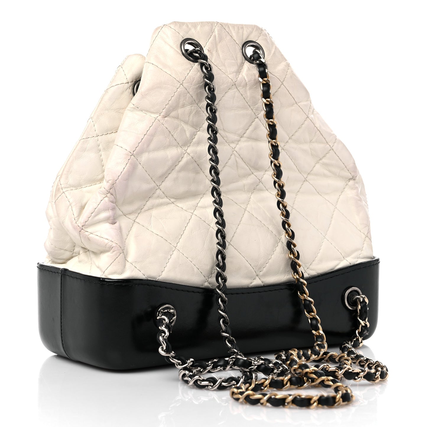 Aged Calfskin Quilted Small Gabrielle Backpack Black White