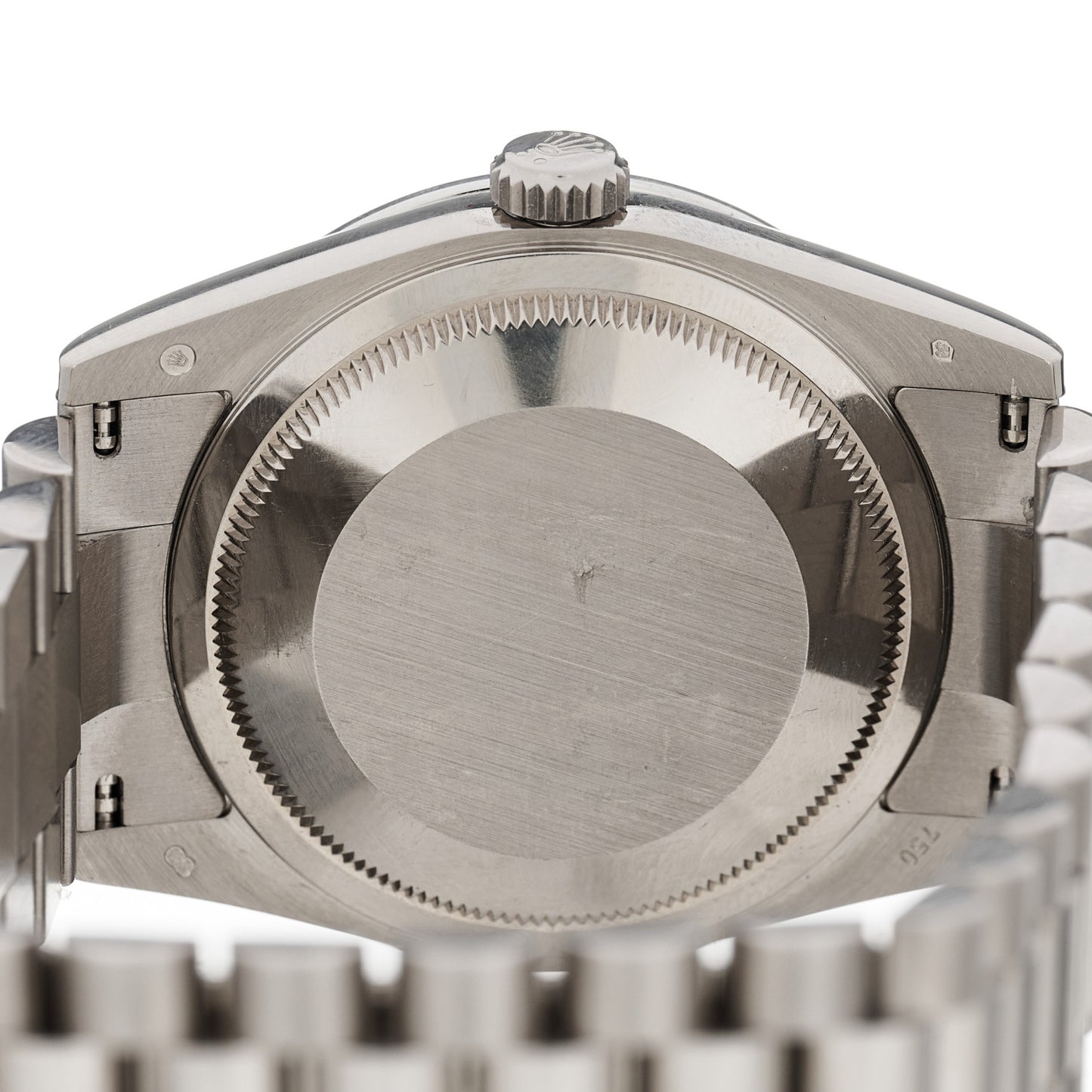 18K White Gold Diamond Bezel 36mm Oyster Perpetual Day-Date President Watch Silver 118389